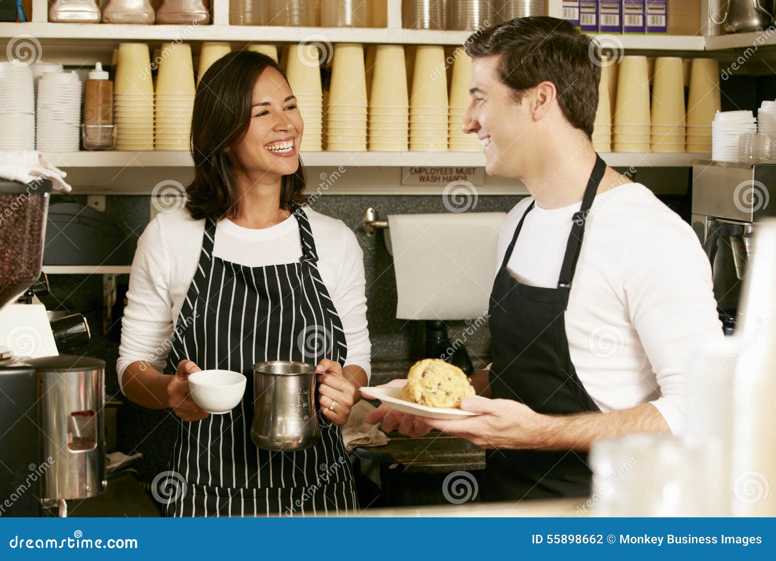 Man and Woman Working in Coffee Shop Stock Photo Image of cafe