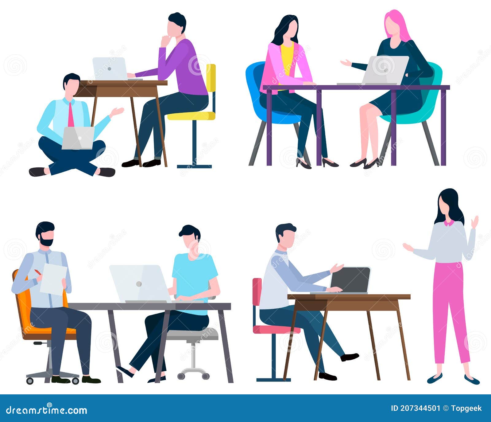 People Working in Office Boss and Employees Vector Stock Illustration Illustration of vector