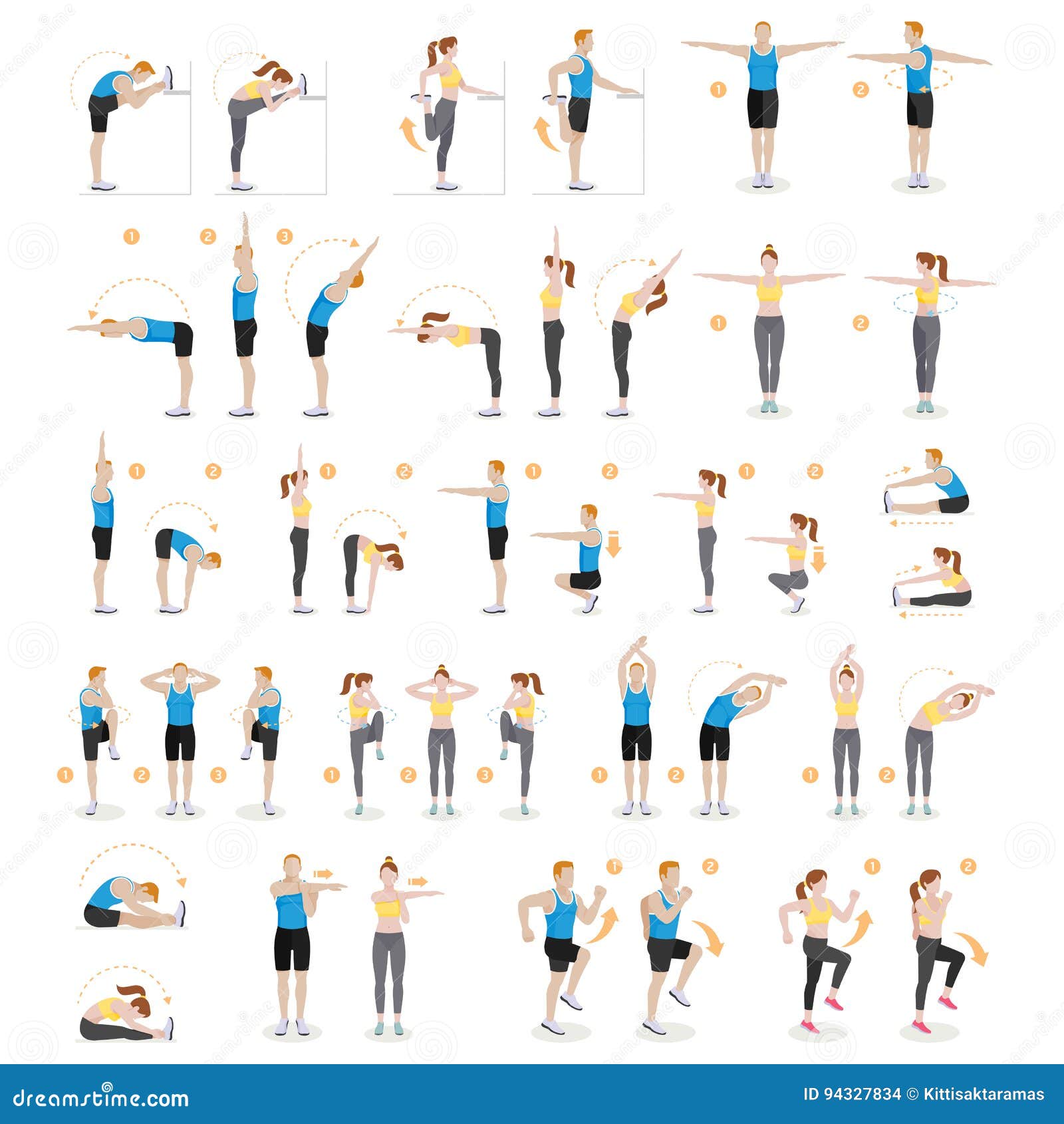 man and woman workout fitness, aerobic and exercises. 