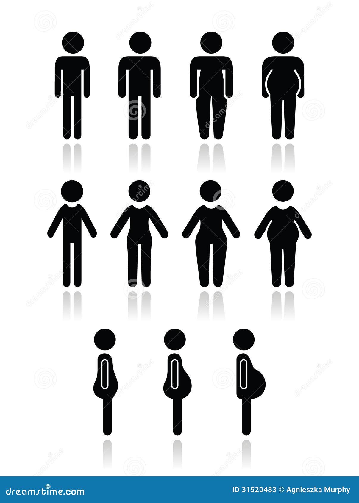 Man and Women Body Type Icons - Slim, Fat, Obese, Thin, Stock ...