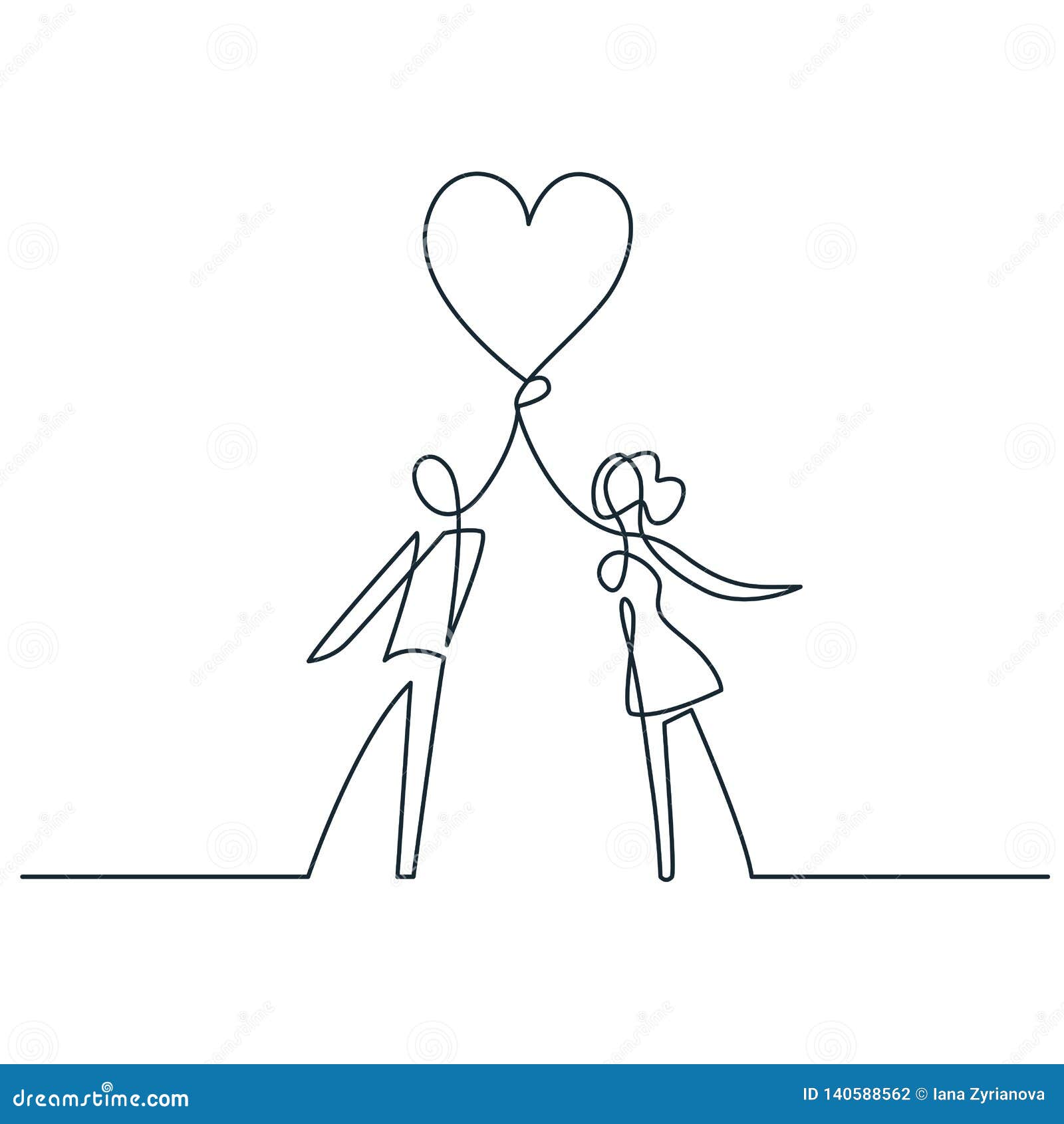 Continuous Line Art Drawing of a Loving Couple Walking and Holding Hands.  Perfect for Romantic Invitations and Posters Stock Illustration -  Illustration of woman, relationship: 277193091