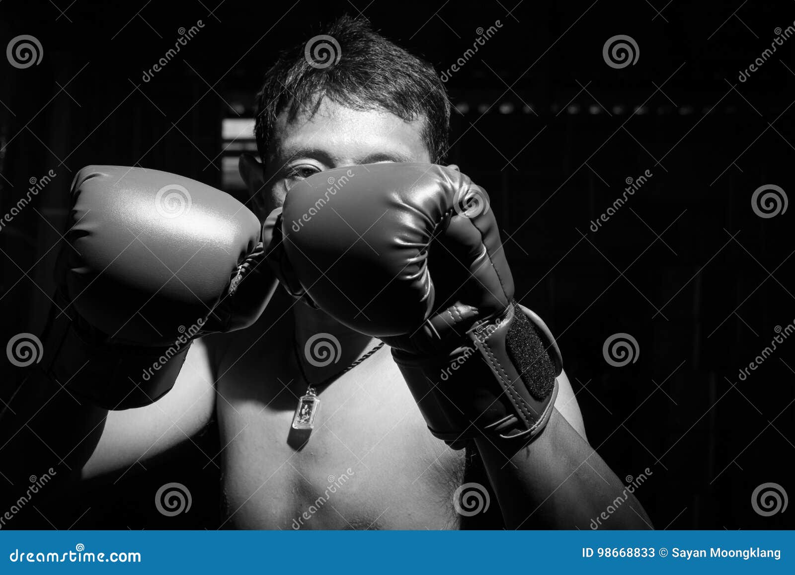 Man Wore Boxing Gloves for Boxing Match. Stock Image Image of