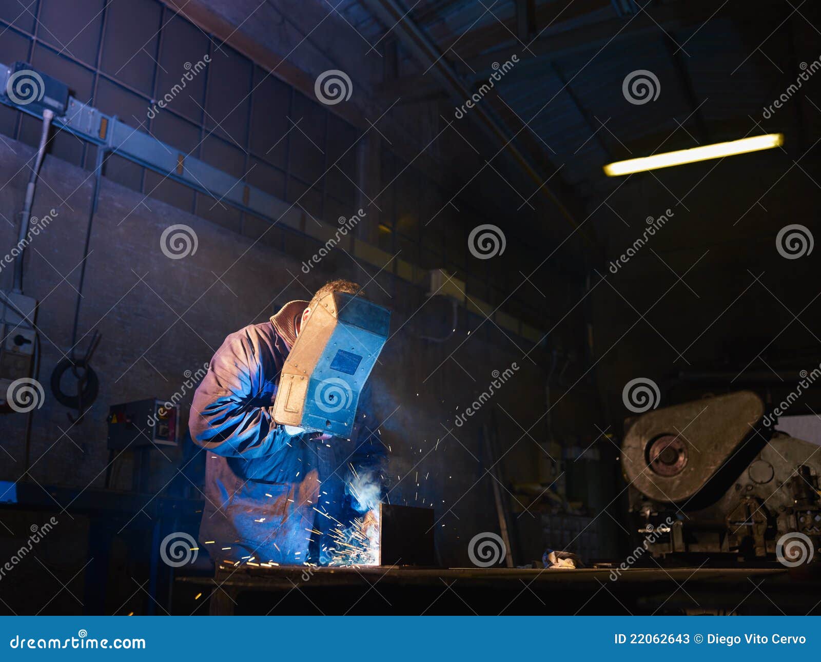 Man at Work As Welder in Heavy Industry Stock Image Image of