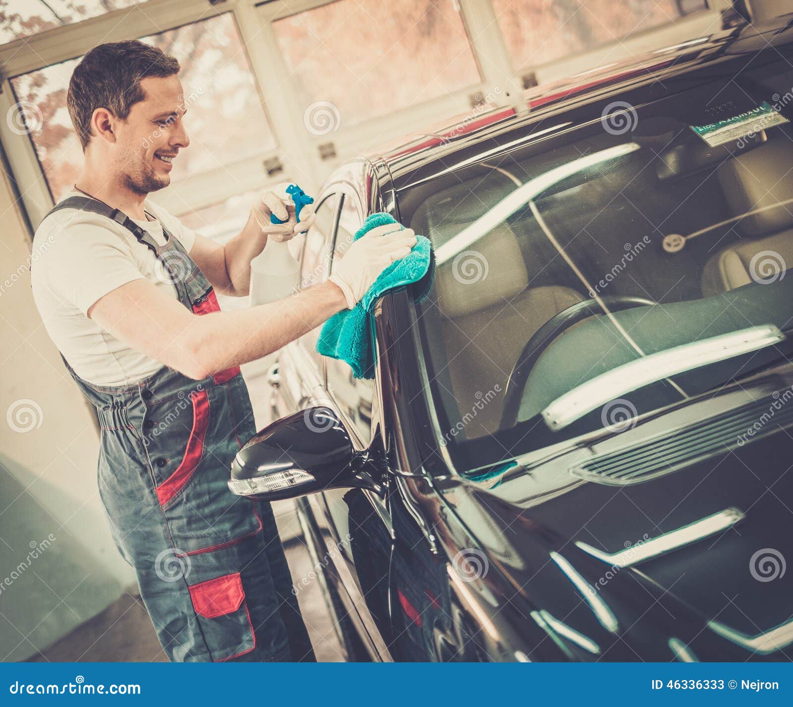 Man worker on a car wash stock image. Image of care, auto 46336333