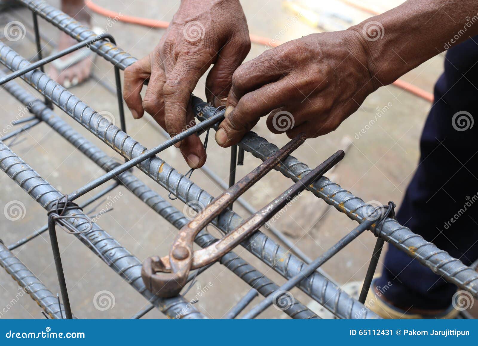 Man is Working on Beam Stirrups Stock Image Image of construction