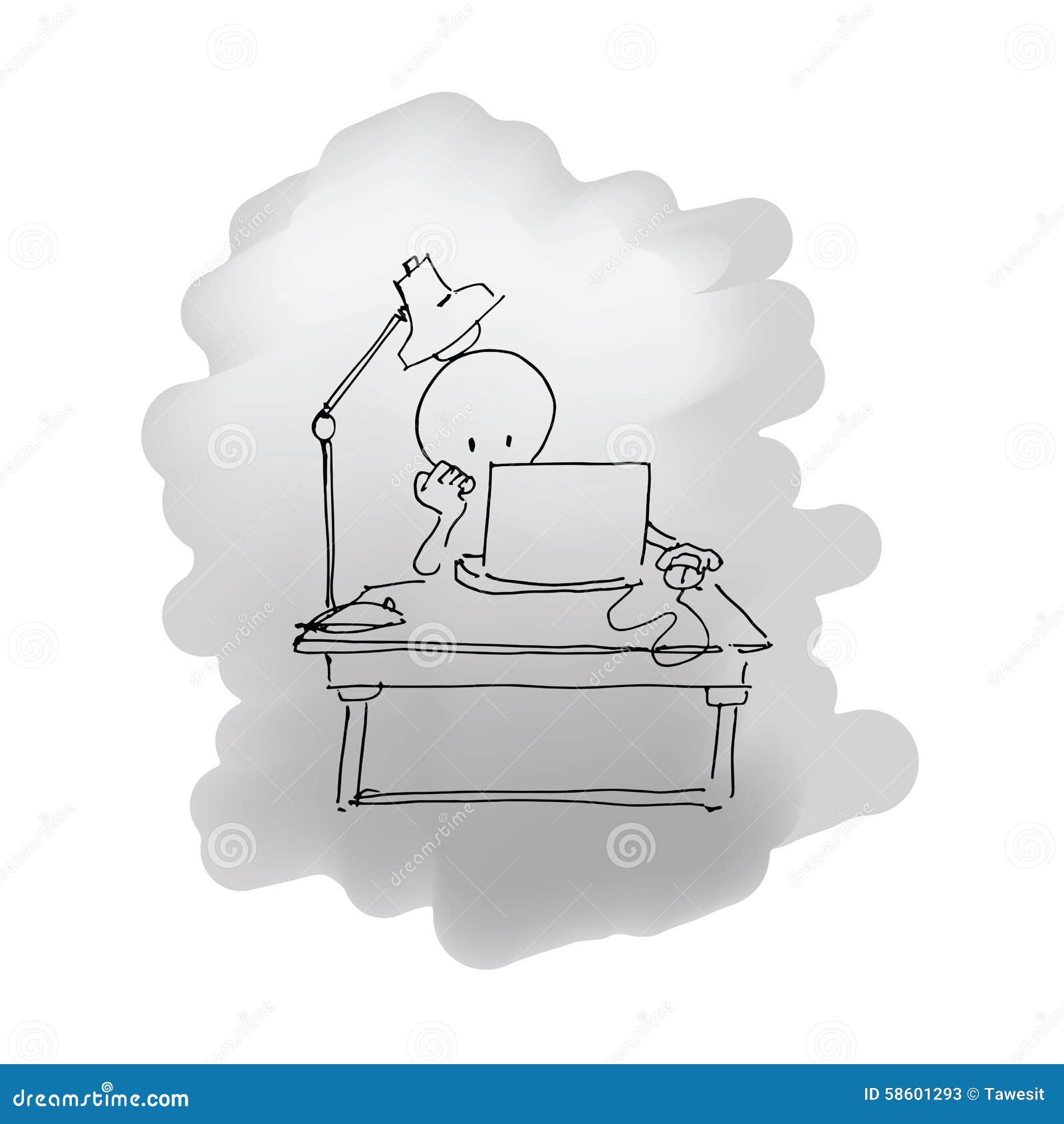 Man Working On Computer Stock Illustration Illustration Of