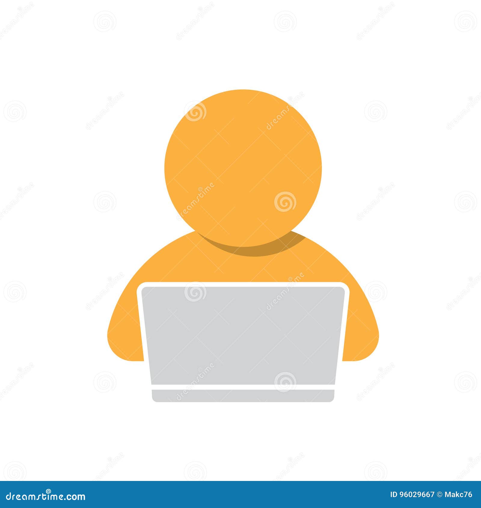 Man Working On Computer Icon Stock Vector - Illustration of internet