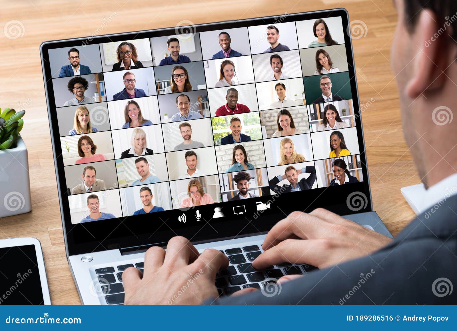 Home Online Group Videoconference Stock Photo - Image of businessman