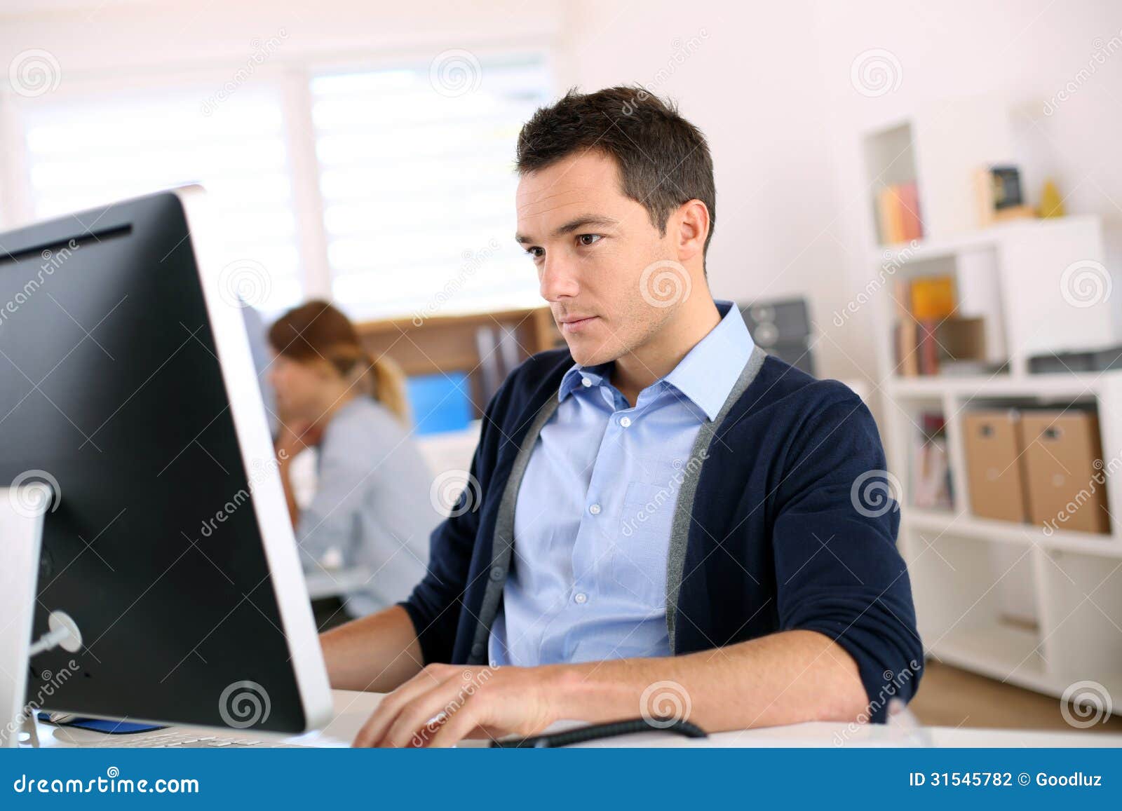 Man working in office stock photo. Image of office, confident 31545782