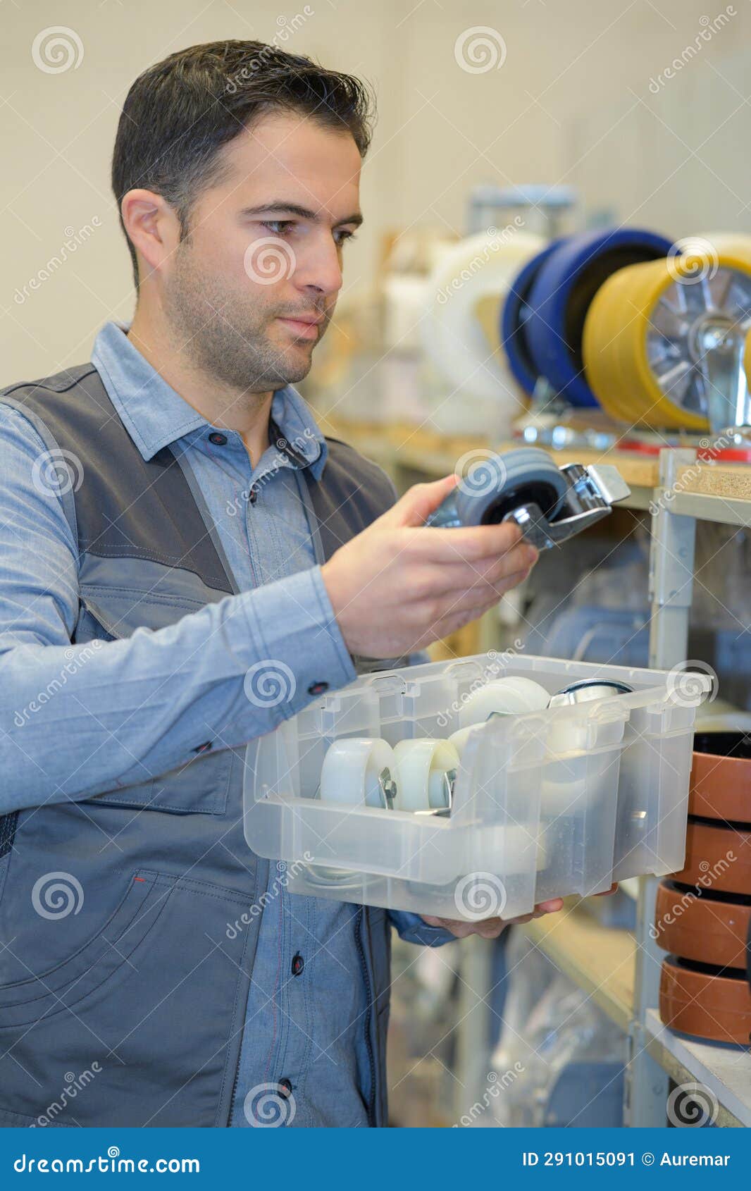 Man Working at Wheels Factory Stock Image Image of delivery, metal