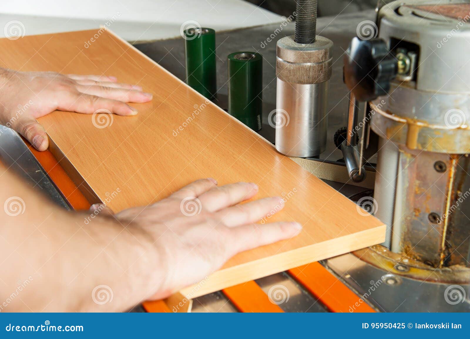 Man Works for Edge Banding Machine Stock Image Image of automation