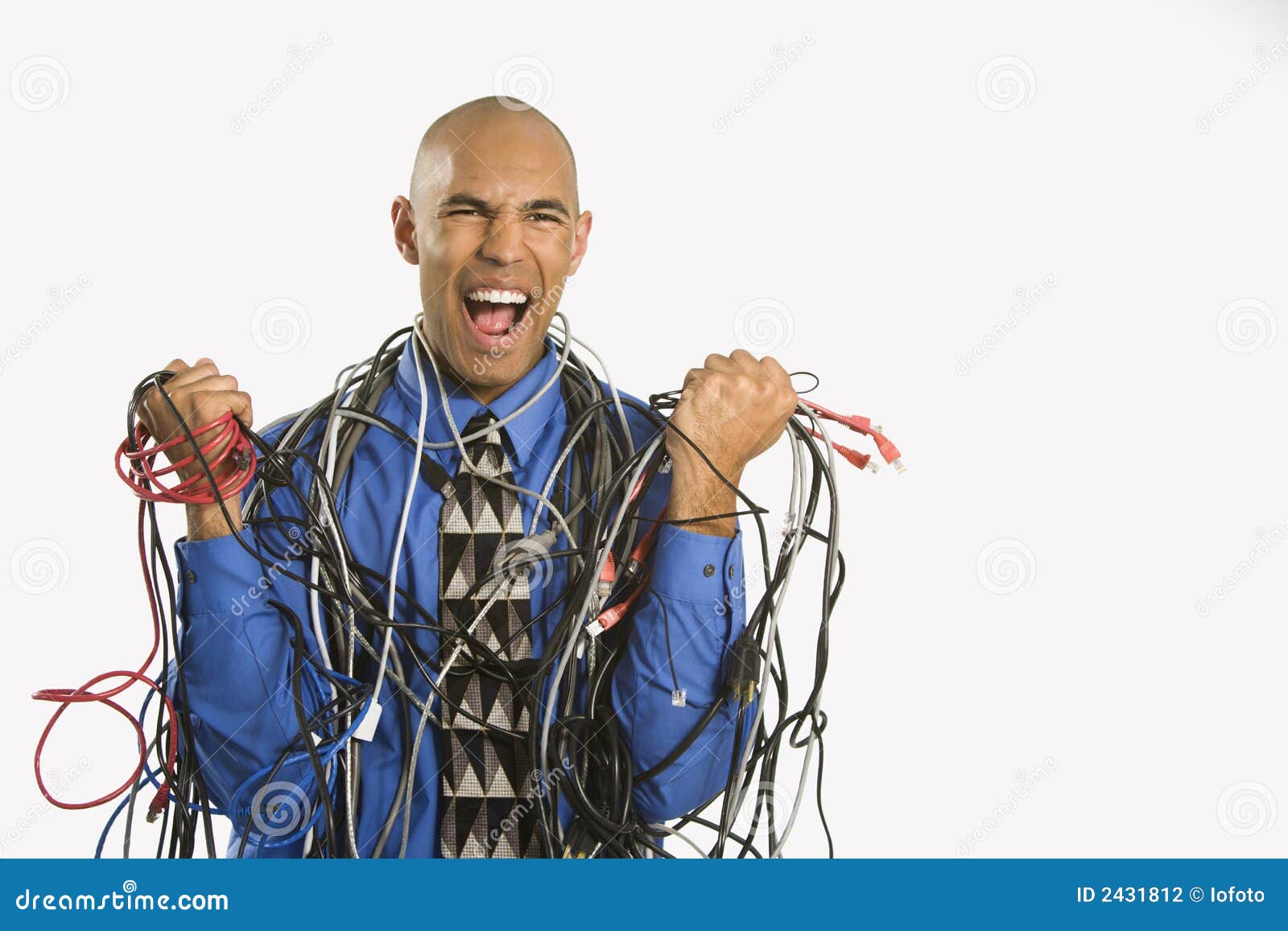 Man Wrapped In Cables. Stock Photography Image 2431812