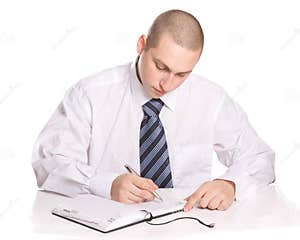 The Man Writes Stock Image Image Of Male Write Book 8317443
