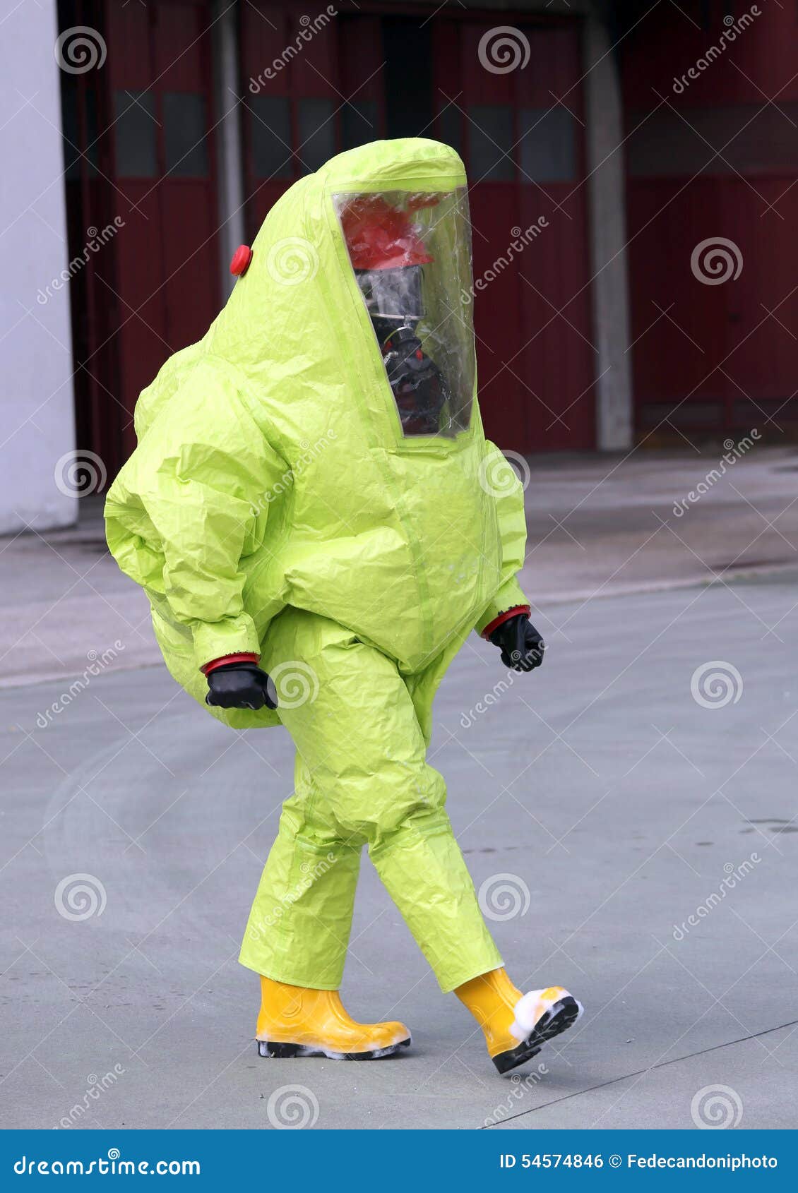 Man with YELLOW PROTECTIVE SUIT Stock Photo Image of radioactivity