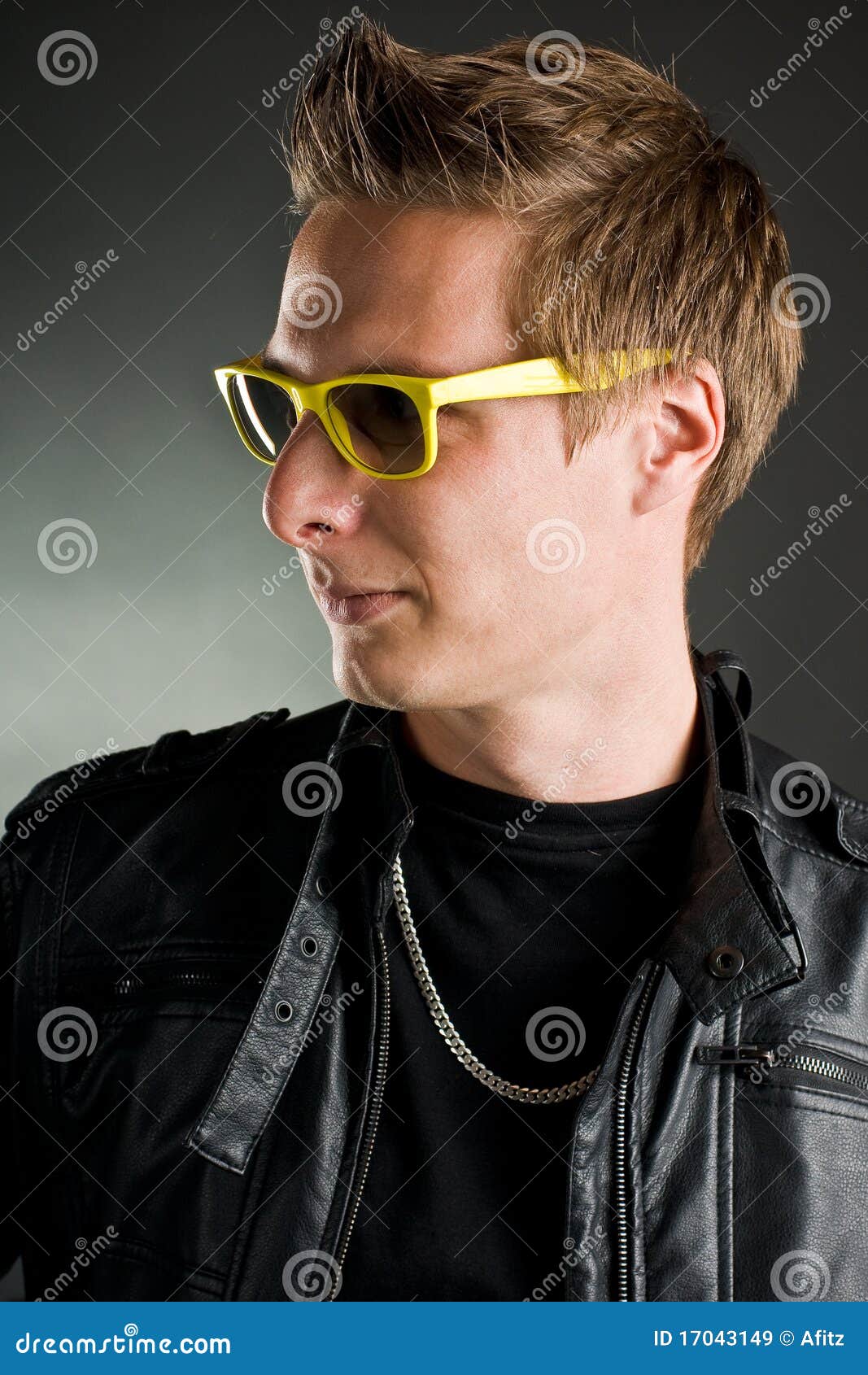 Man with yellow sunglasses stock image. Image of attitude 17043149