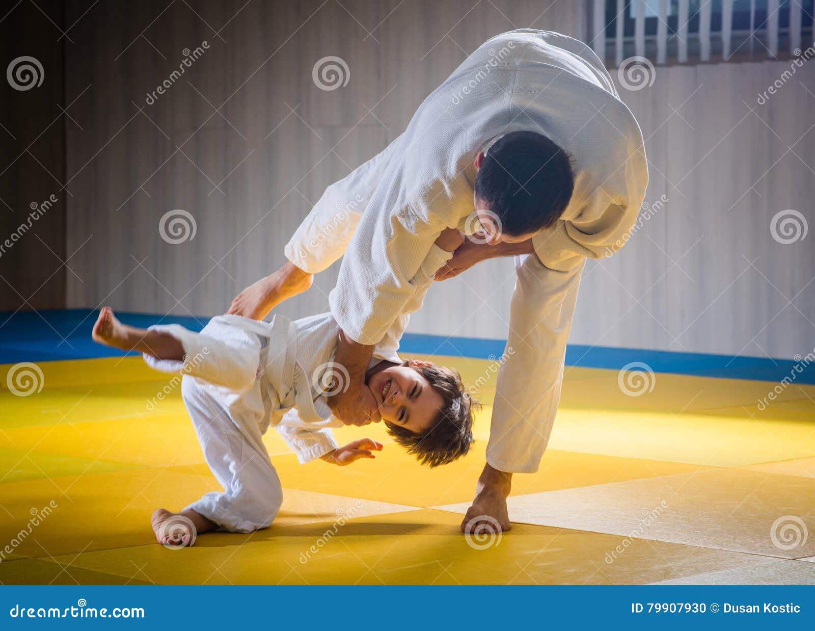 Man and Young Boy are Training Judo Throw Stock Photo Image of people, conscious 79907930