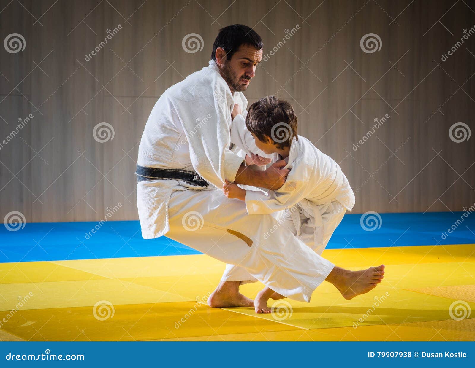 Man and Young Boy are Training Judo Throw Stock Photo Image of sports
