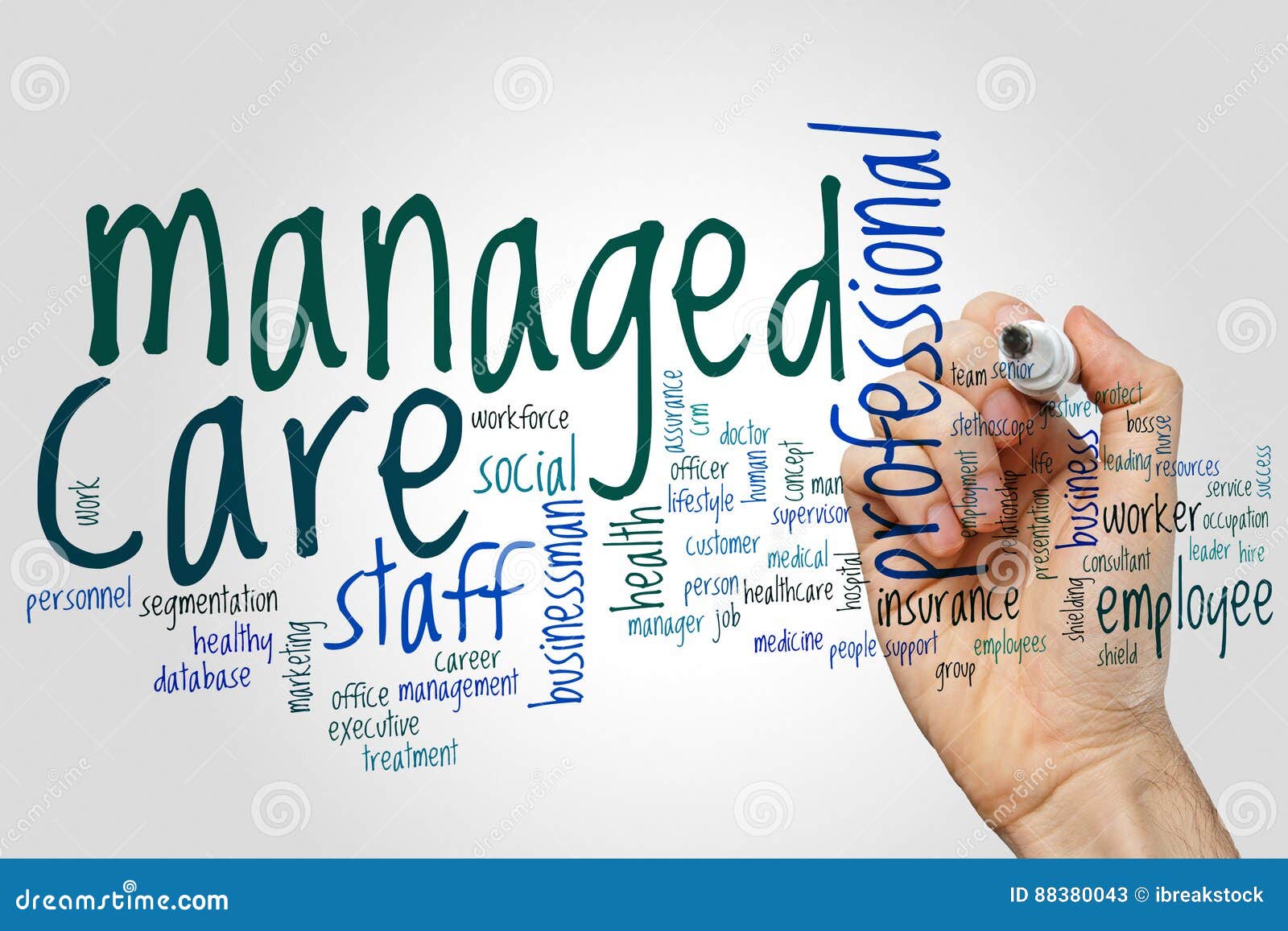 Managed care word cloud stock image. Image of employee 88380043