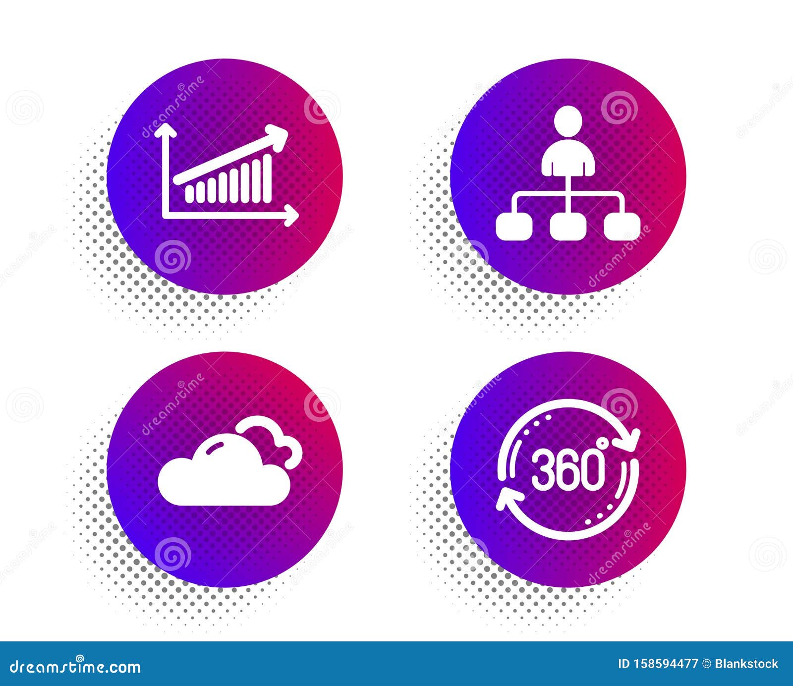 management, cloudy weather and chart icons set. full rotation sign. agent, sky climate, presentation chart. 