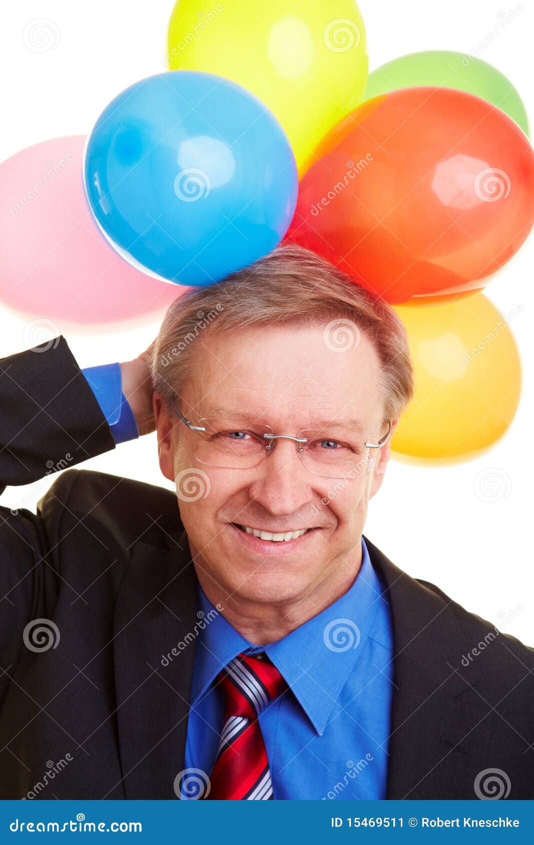 Manager with Balloons Behind His Stock Image - Image of laugh, people ...