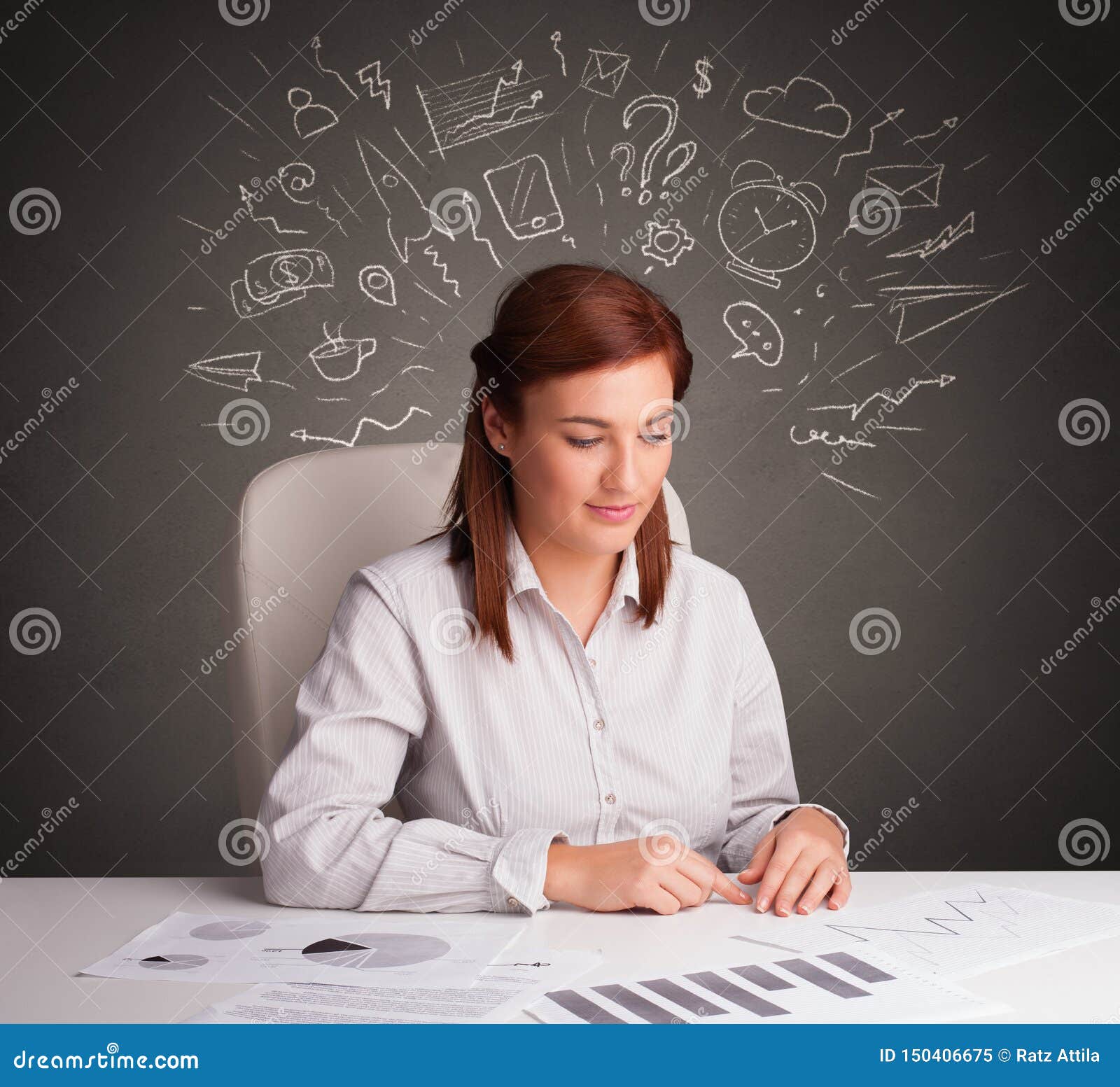 Manager in Front of the Office Desk with Direction Concept Stock Image