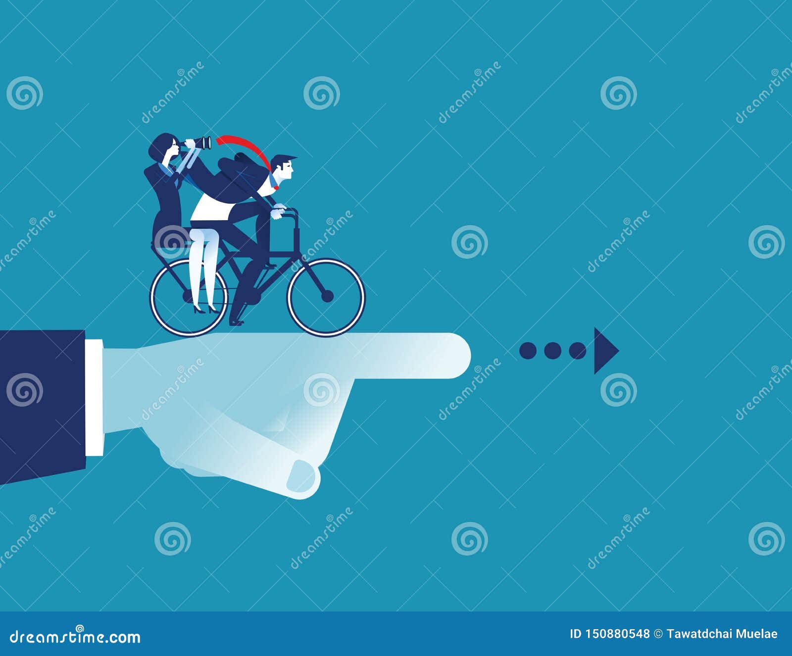 manager pointing of team go to success. concept business riding bicycle  