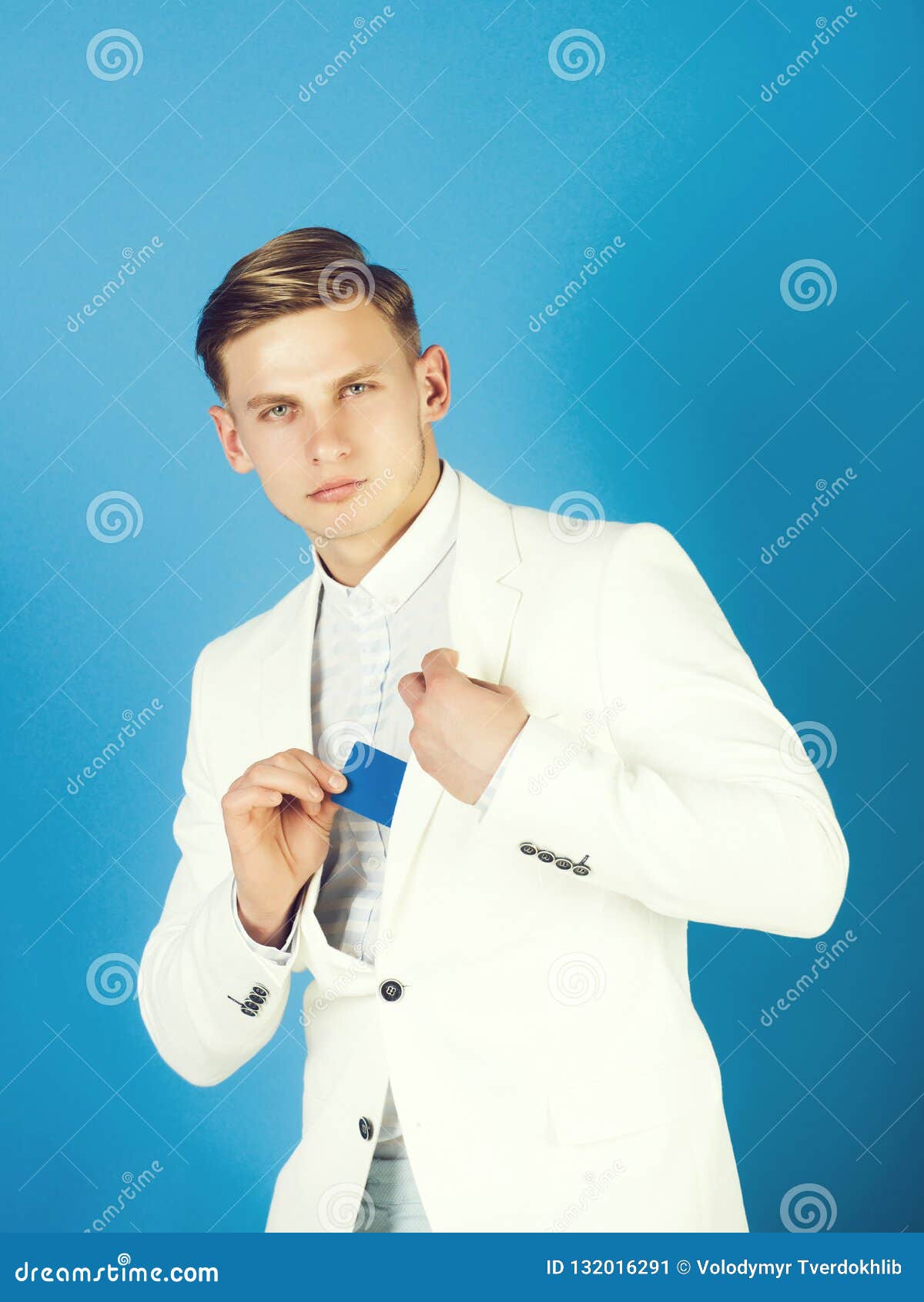 Manager Wearing Casual Suit on Blue Background Stock Image - Image of ...