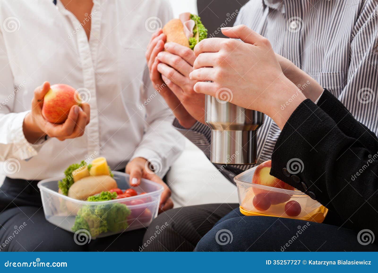 Managers Sitting and Eating Lunch Stock Image Image of office