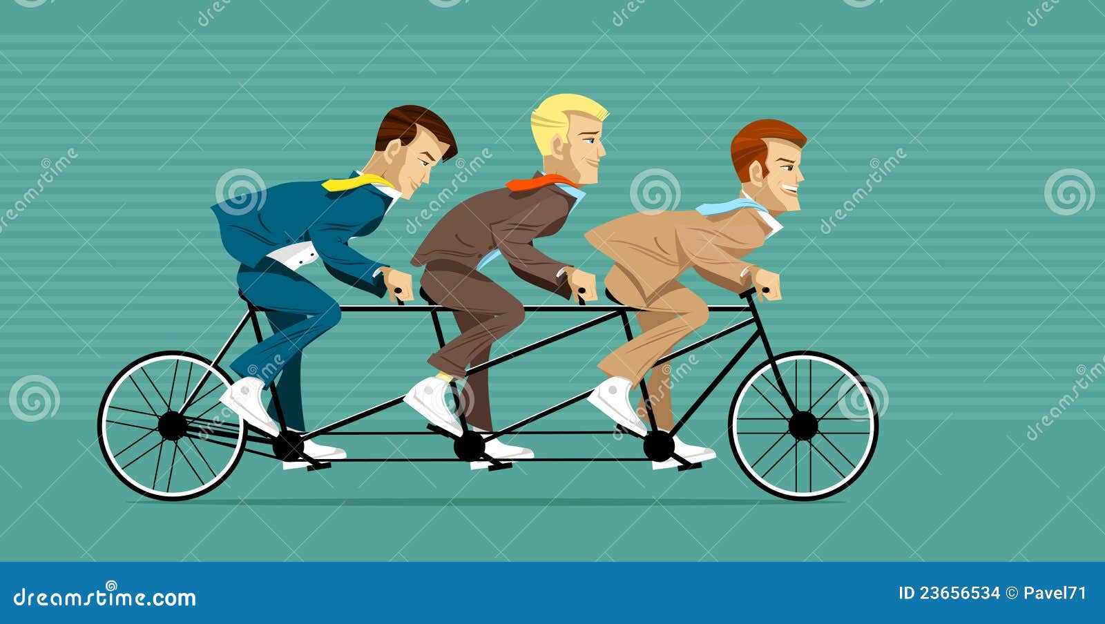 Managers on the Tandem Bicycle Ride. Stock Vector Illustration of