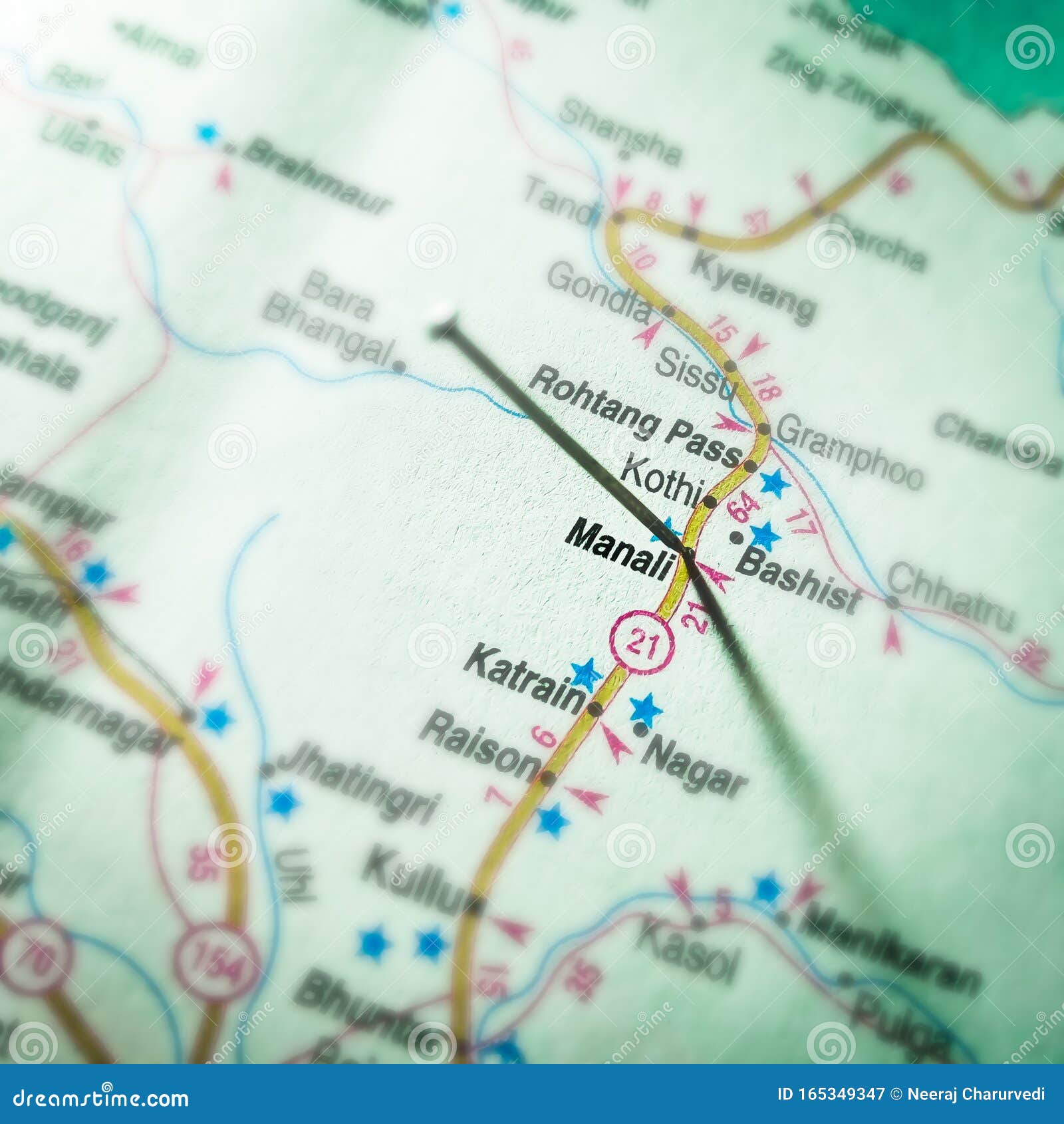 manali beautiful place for tourists displayed on map in india