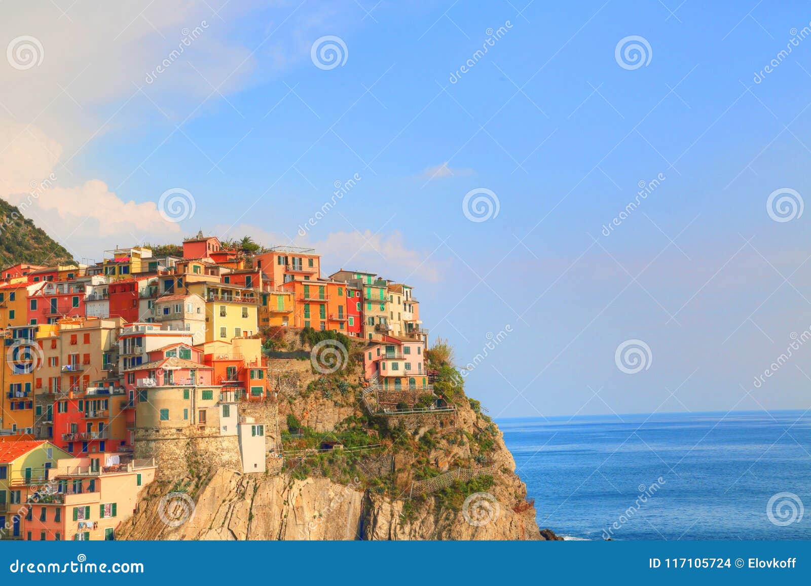 Manarola colorful streets stock photo. Image of architecture - 117105724