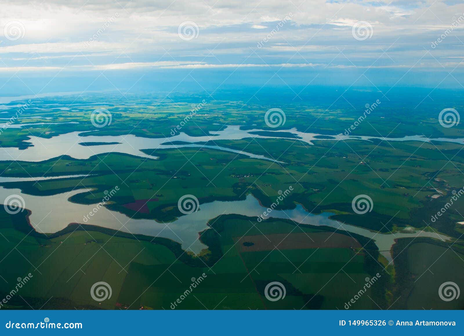 manaus, amazonas, brazil: top view of the river. beautiful landscape from the window of the airplane