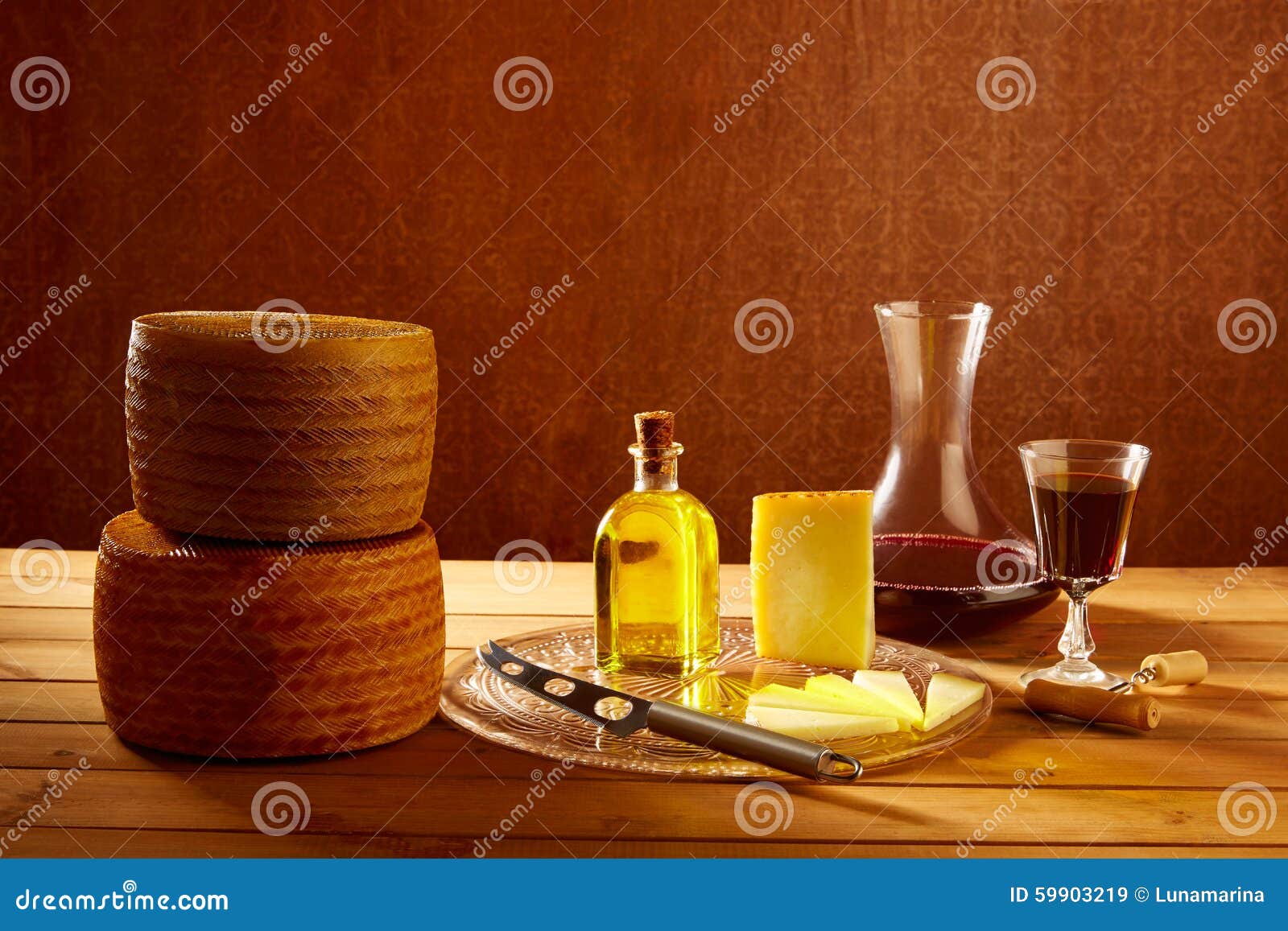 manchego cheese from spain in wooden table