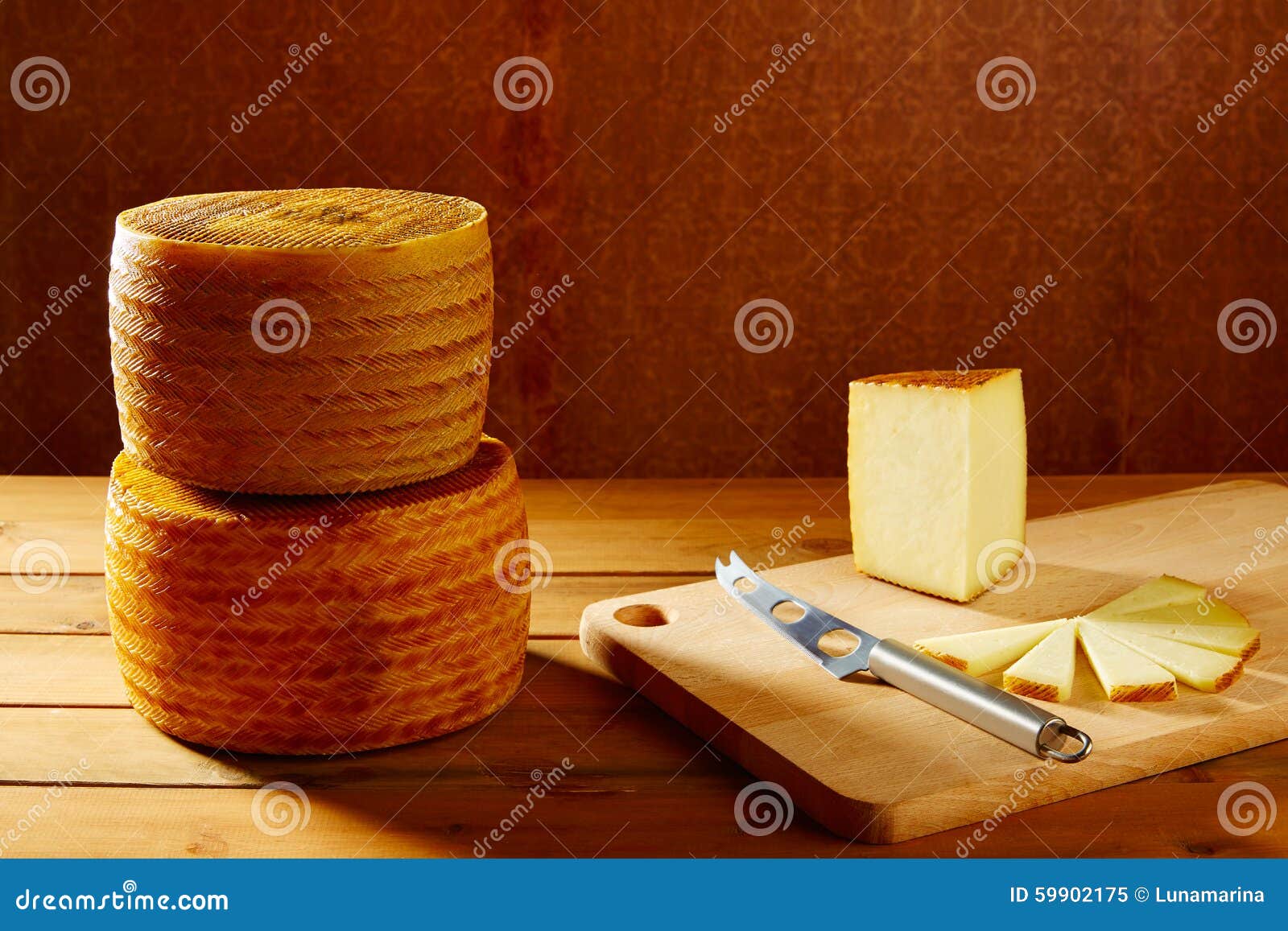 manchego cheese from spain in wooden table