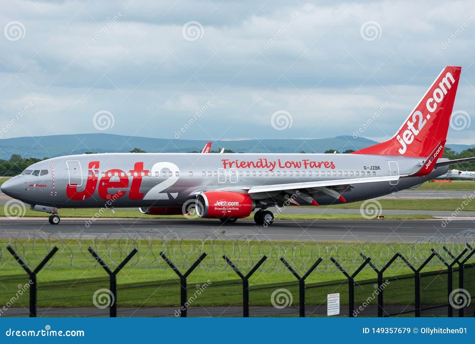 MANCHESTER UK, 30 MAY 2019: Jet2 Boeing 737 flight LS902 from Almeria turns off Runway 28R at Manchester Airport after landing.