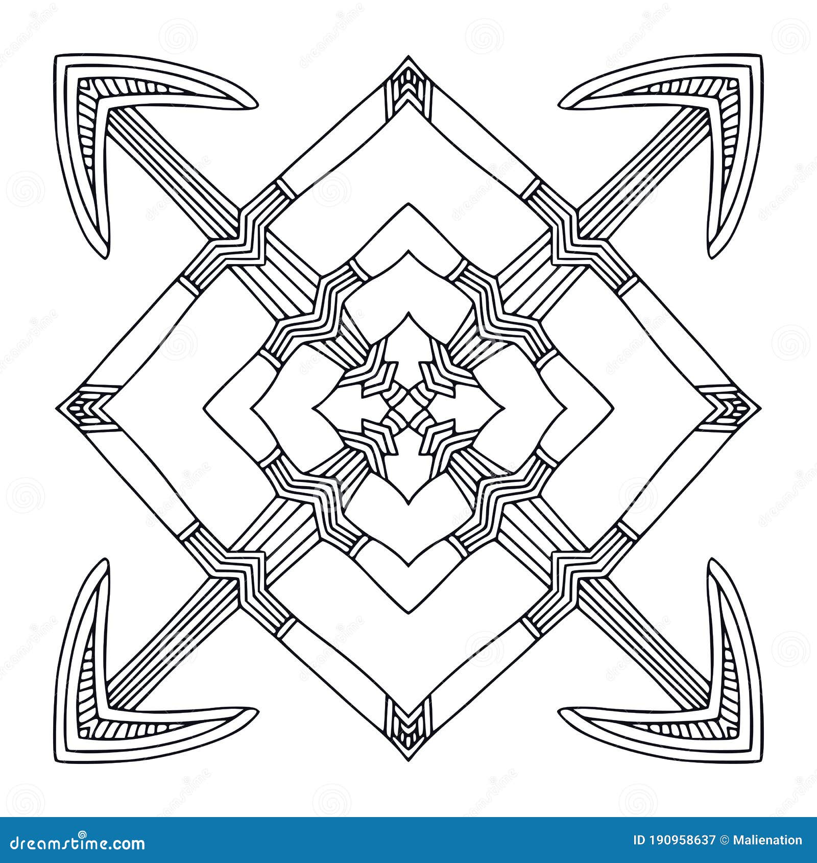 Download Mandala With Arrows. Tattoo Art Design. Target Tribal Illustration. Interior Hipster Print Stock ...