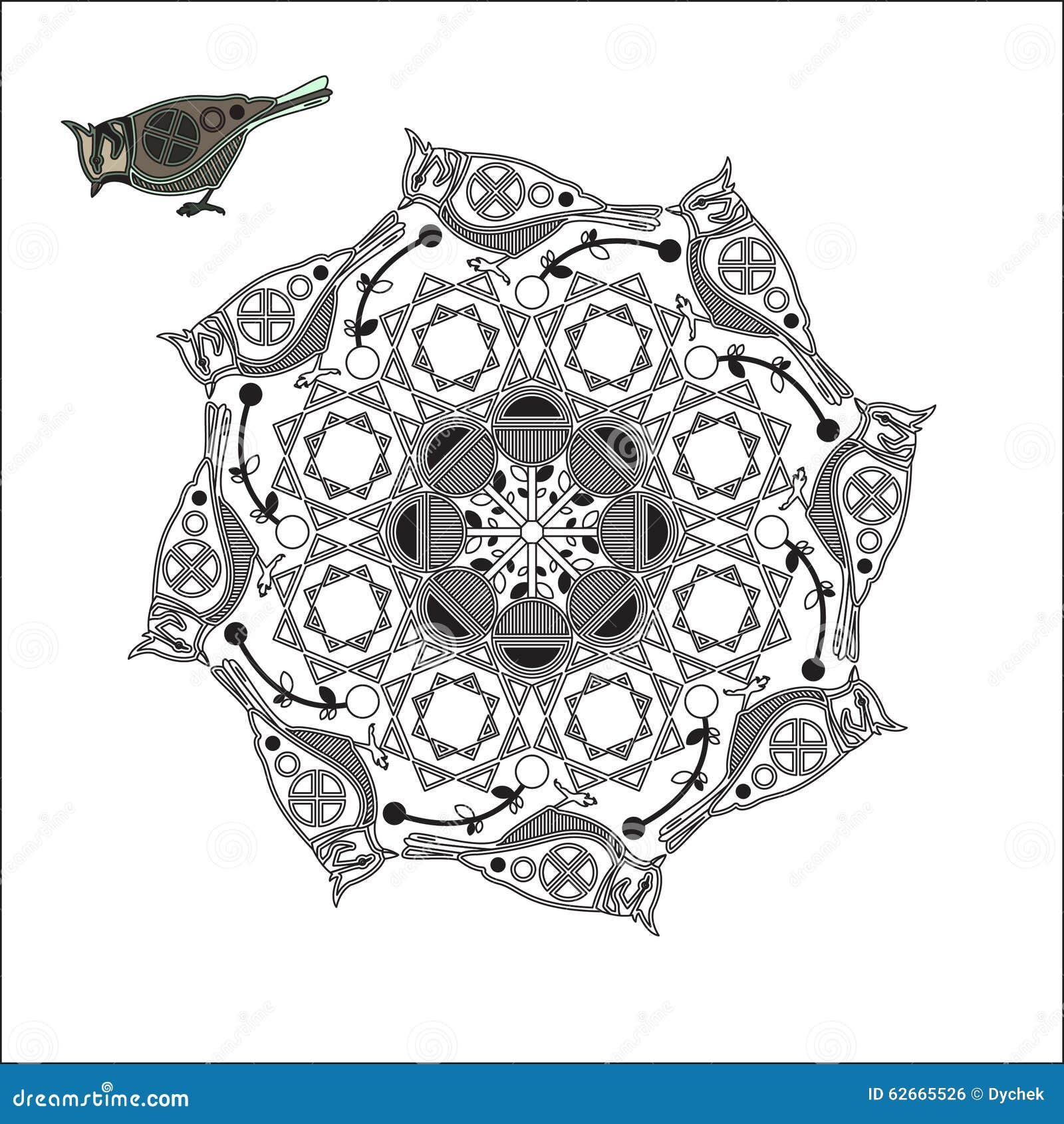 mandala with bird and