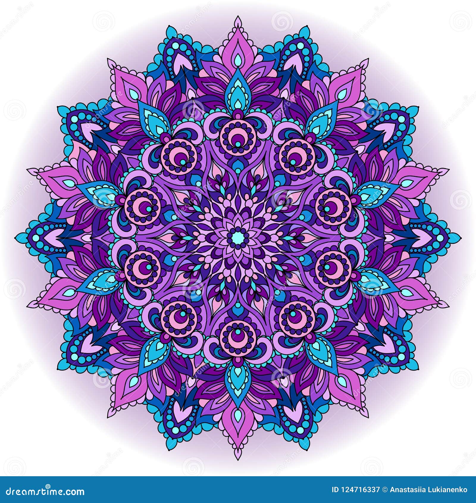 Purple Mandala.Decorative Element Vector.Islam, Indian, Persian Pattern