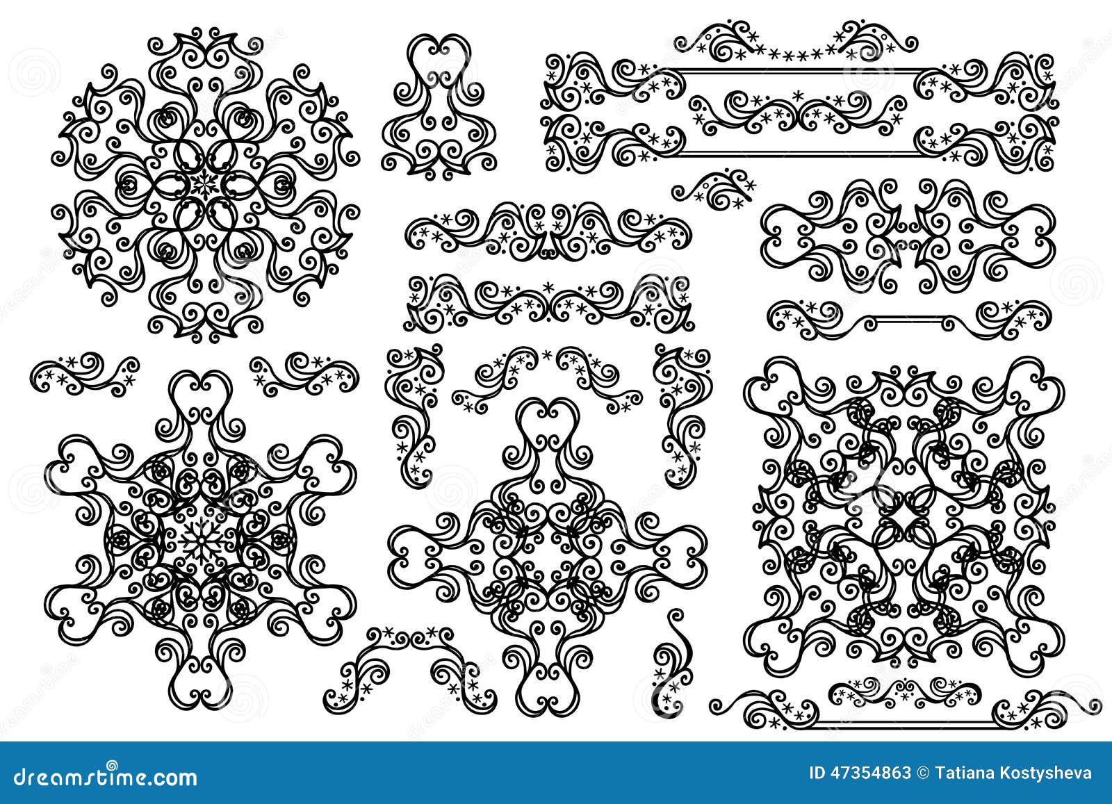 MandalaBorderframe SetWinter Doodles Decor Stock Image Image Of