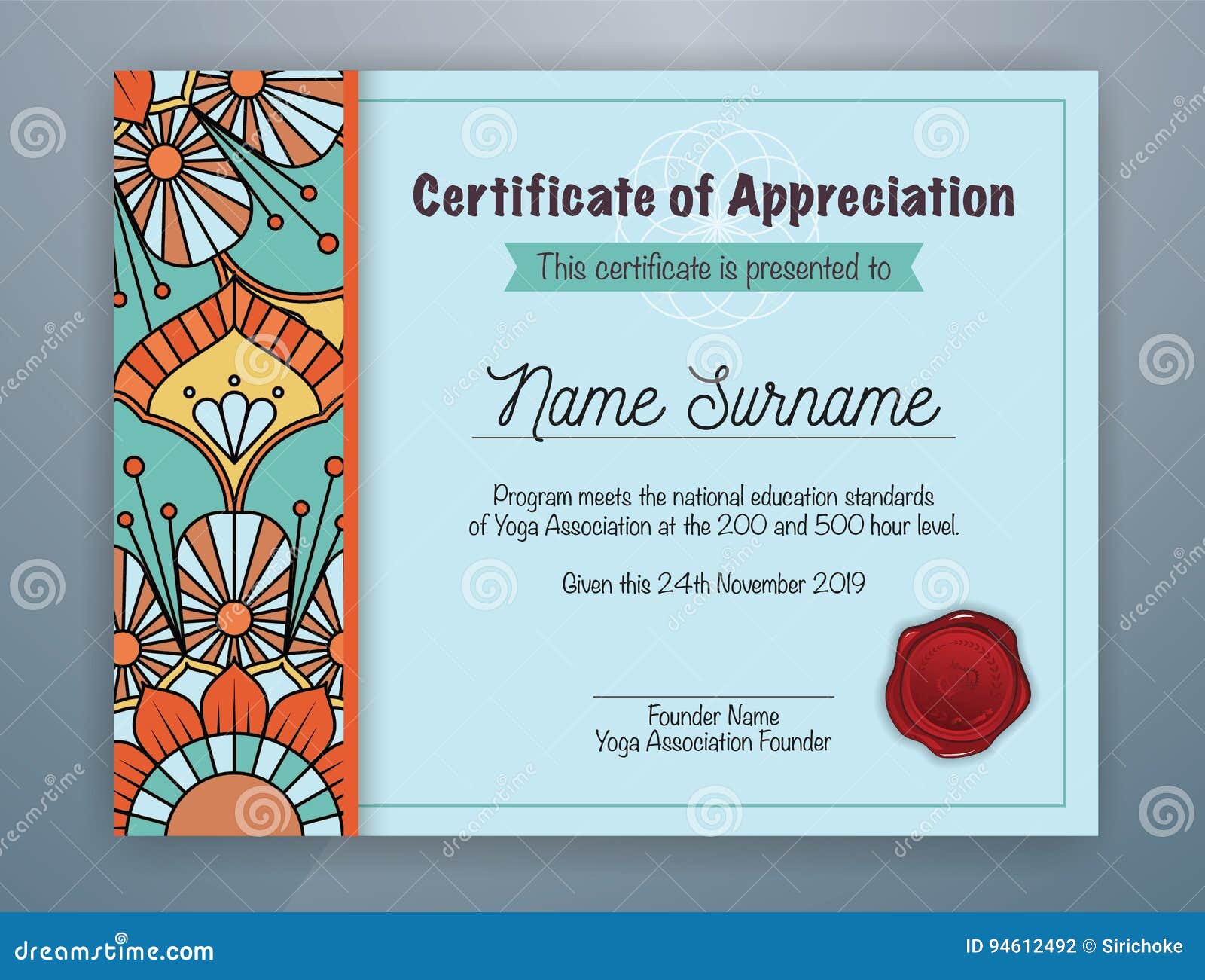 mandala bordered certificate of appreciation template