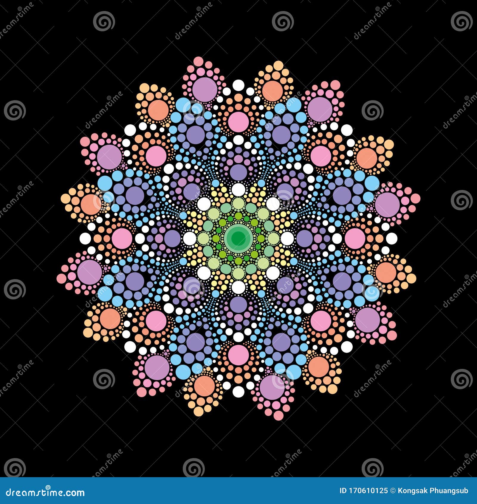 Mandala Circle Deep Dot As Colorful Lotus Art Stock Illustration ...