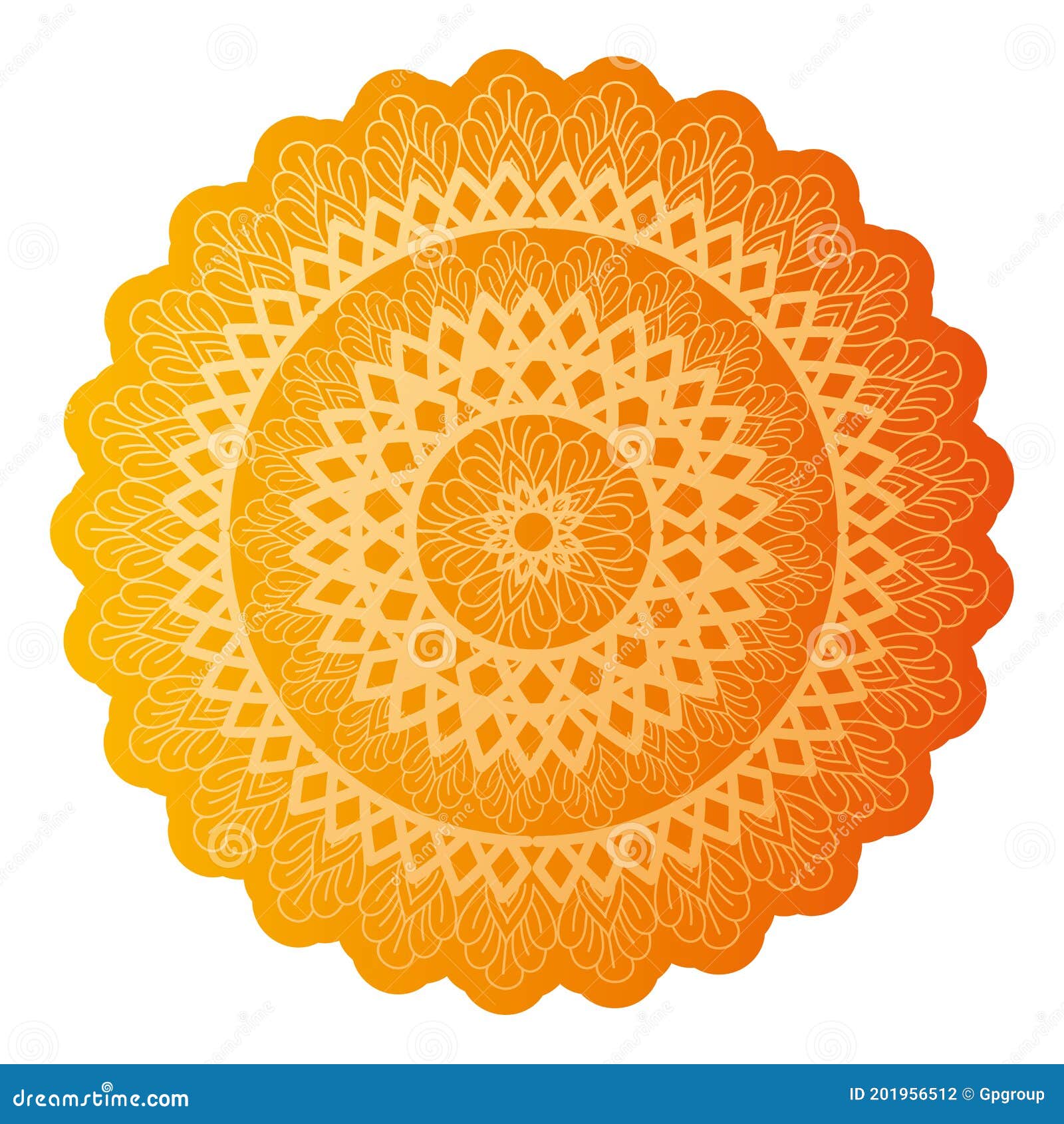 mandala of color orange tiger with a white background