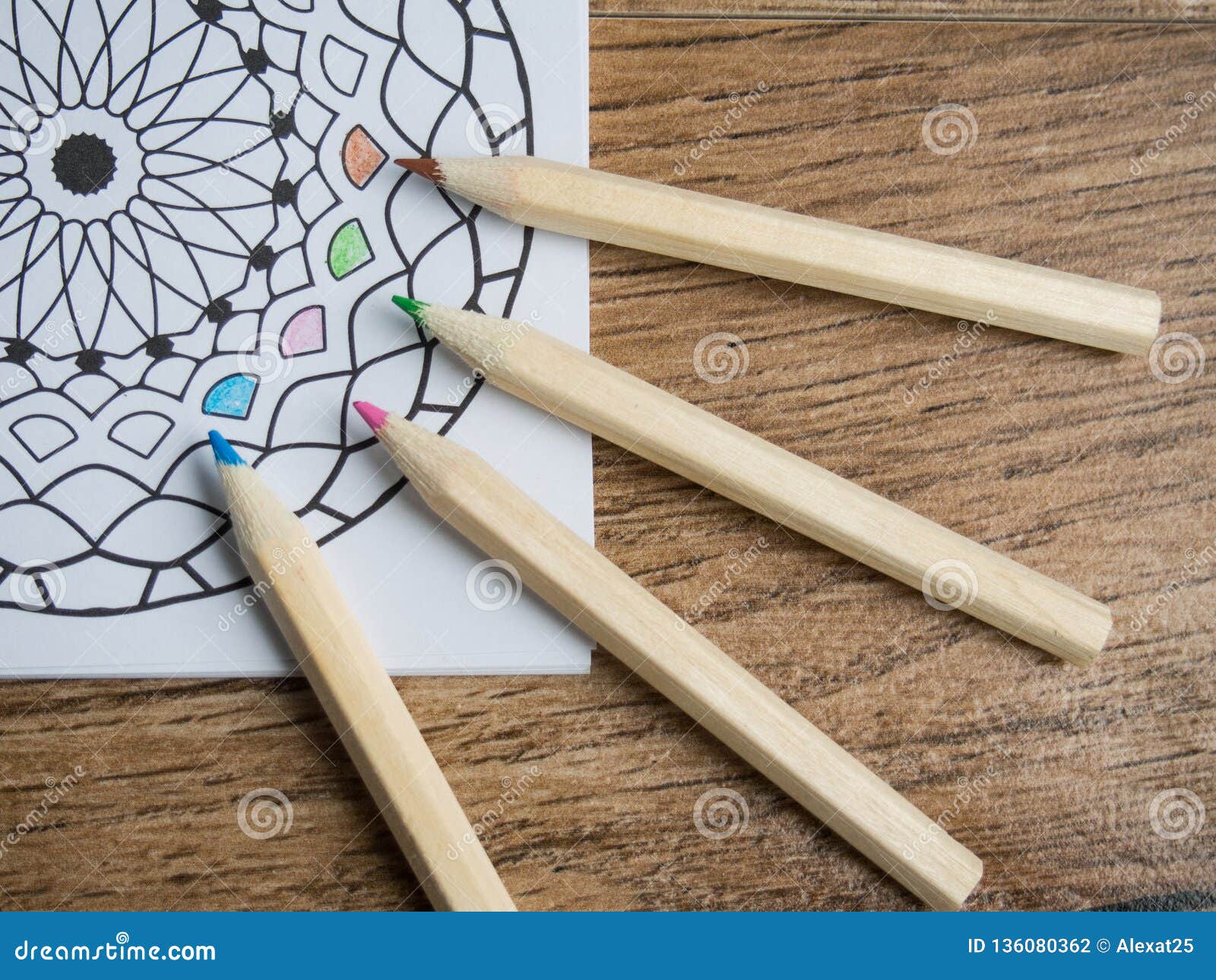 Mandala with Colored Pencils Stock Photo Image of colored, stress