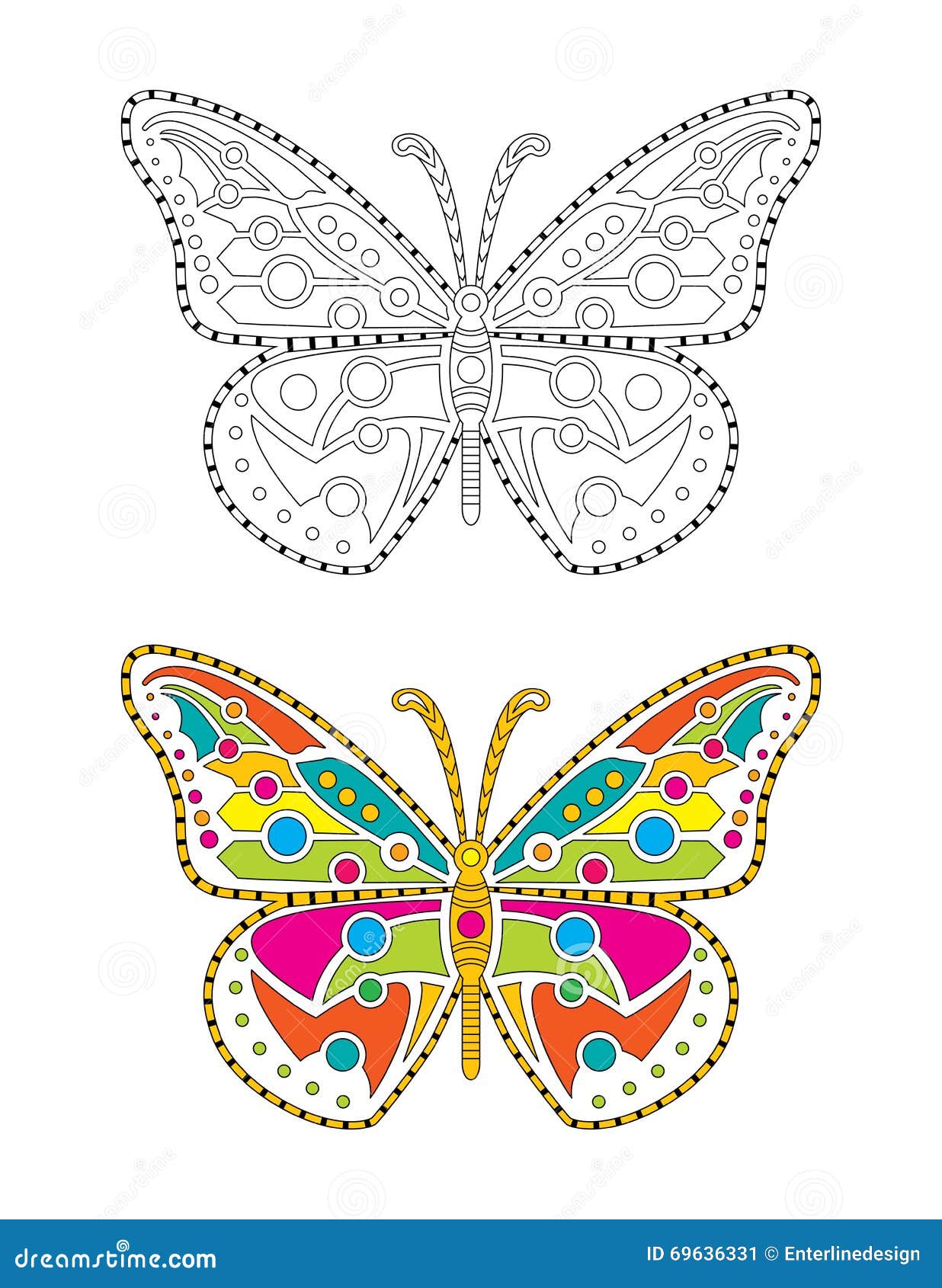 Download Mandala Colorful Butterfly stock vector. Illustration of ...