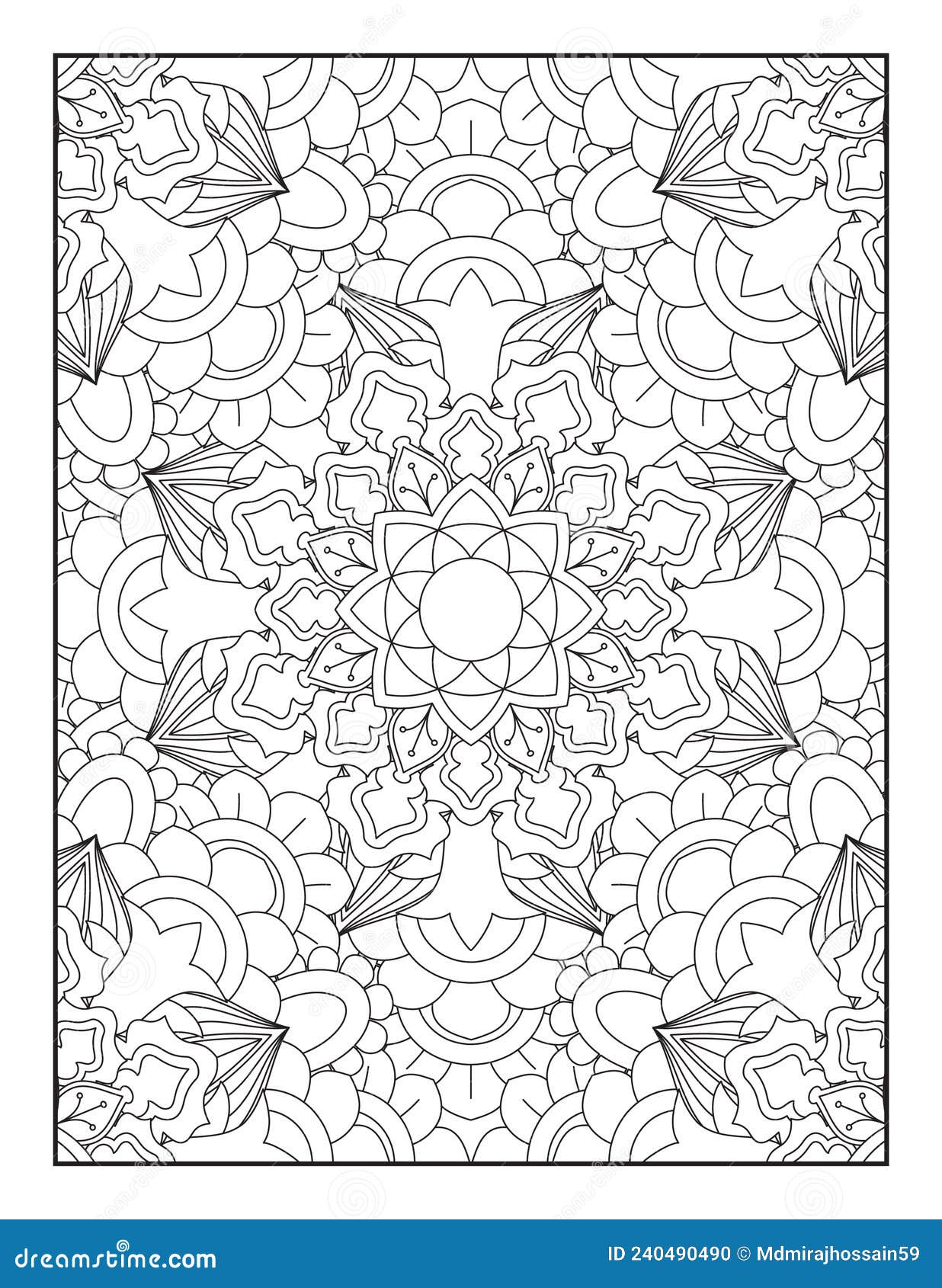 Mandala Coloring Page for Adult Stock Illustration - Illustration of ...
