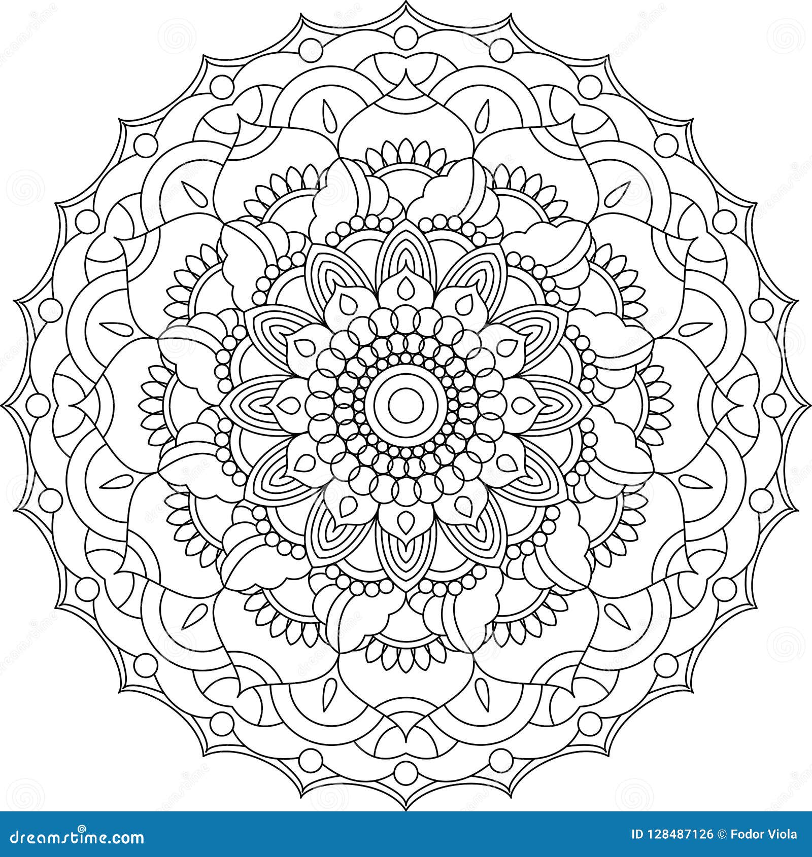 Download Vector Contour Mandala Ornament. Oriental Round Pattern. Stock Vector - Illustration of ...