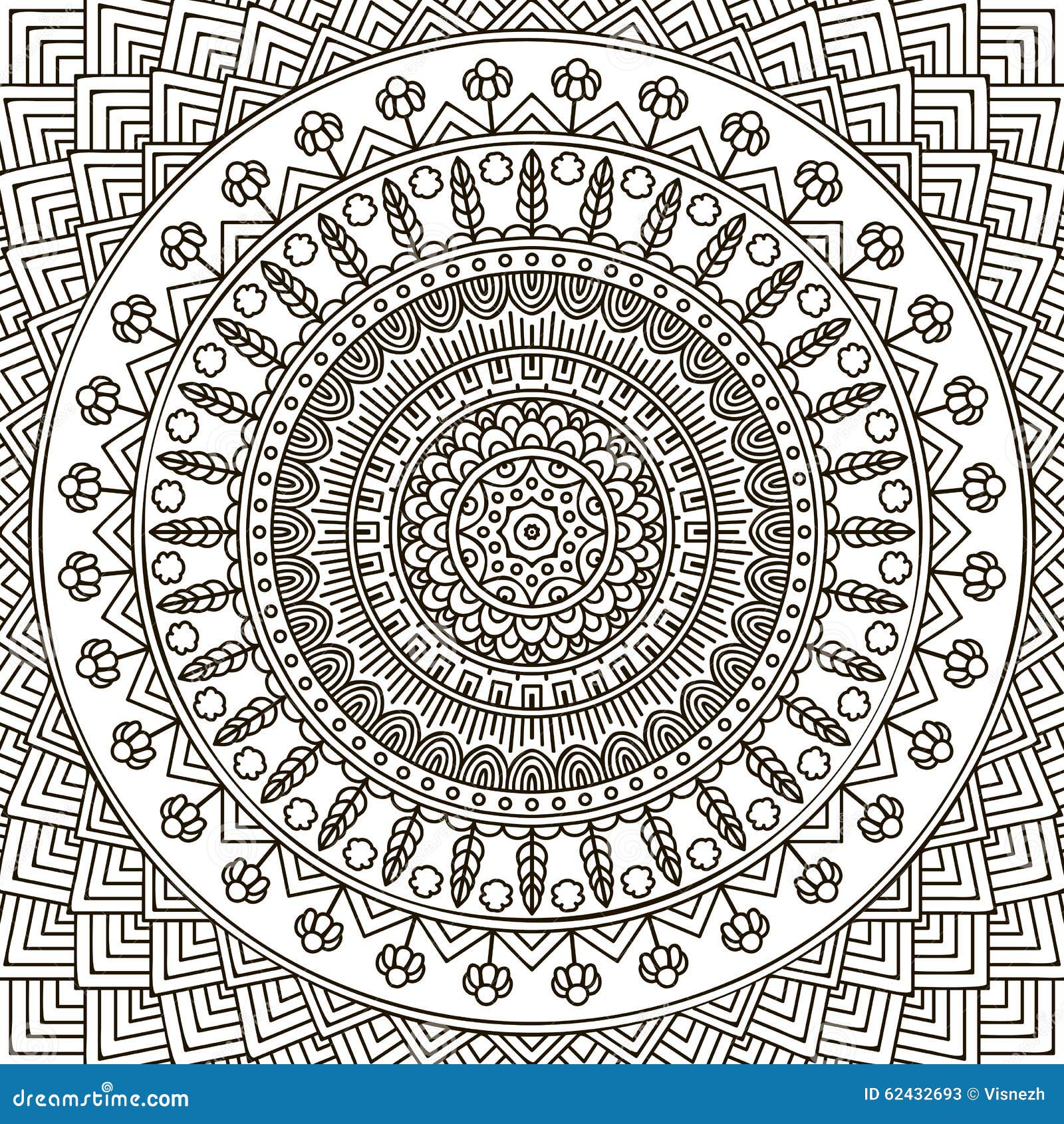 Mandala. Coloring page stock vector. Illustration of ethnic - 62432693