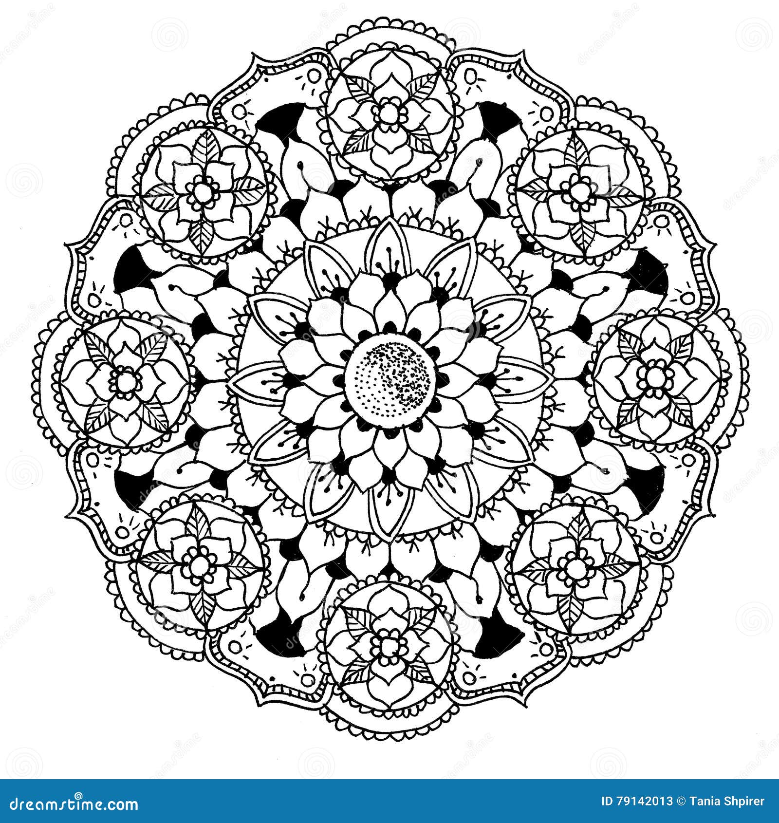 Mandala a colorir ilustração stock. Ilustração de rabisco - 79142025