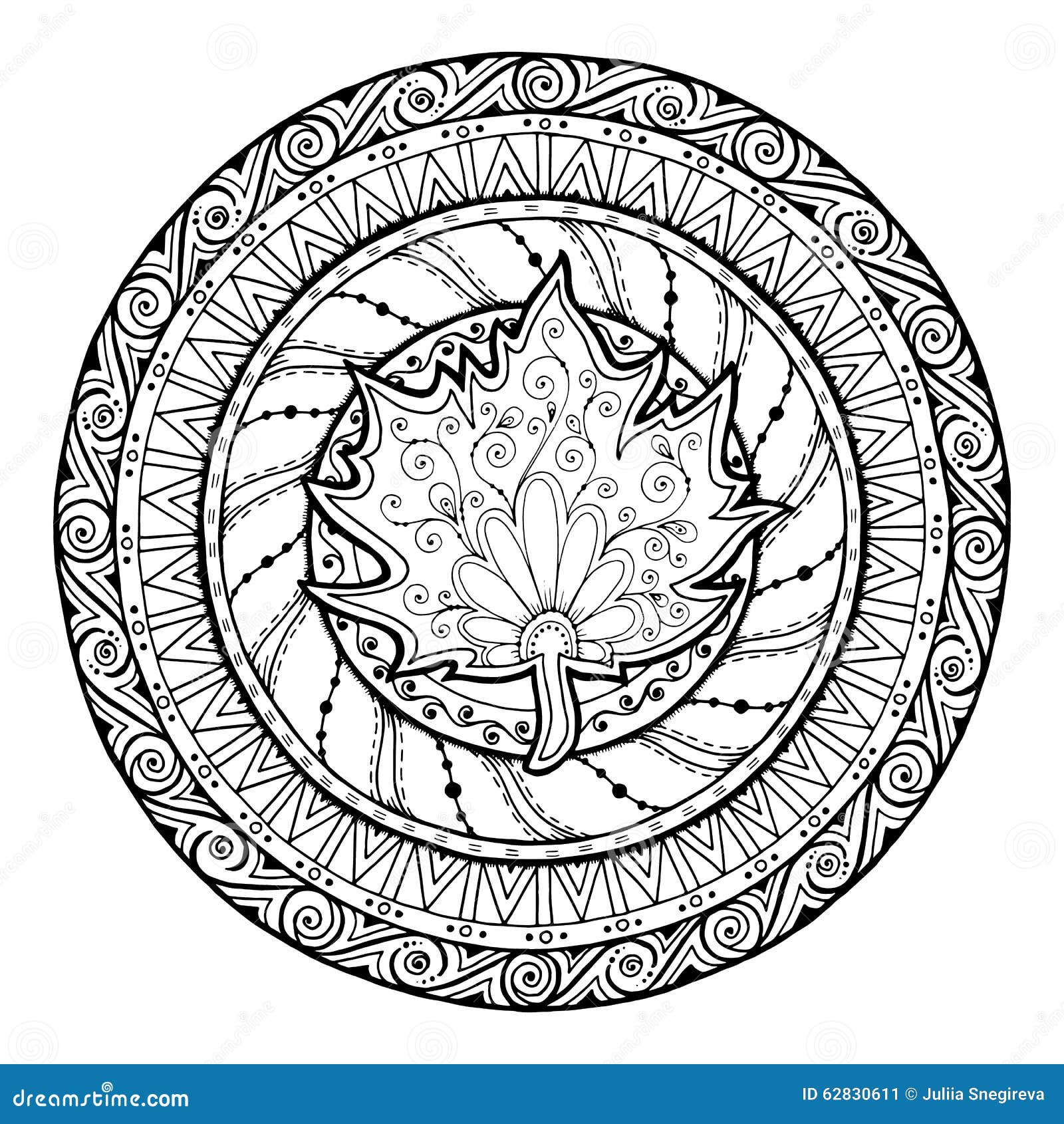 Mandala d automne Griffonnage tribal avec la feuille d érable