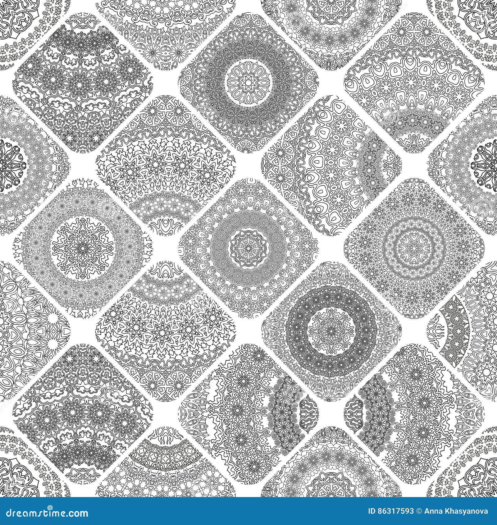 Mandala de fleur pour livre de coloriage Mod¨le ethnique noir et blanc de henné éléments décoratifs de cru L Islam l arabe Indi